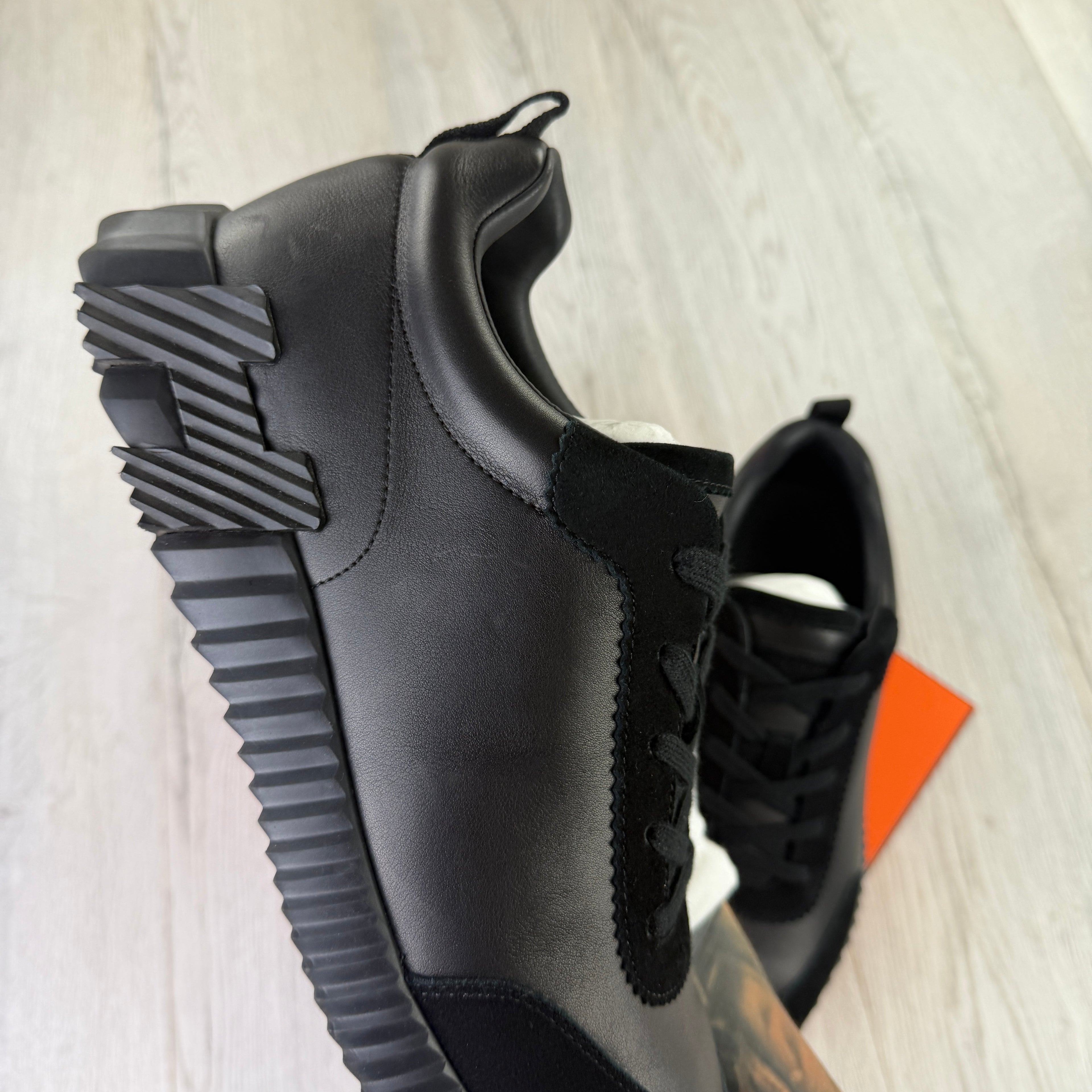 Hermes Men’s All Black Suede Bouncing Sneakers - Uk 11