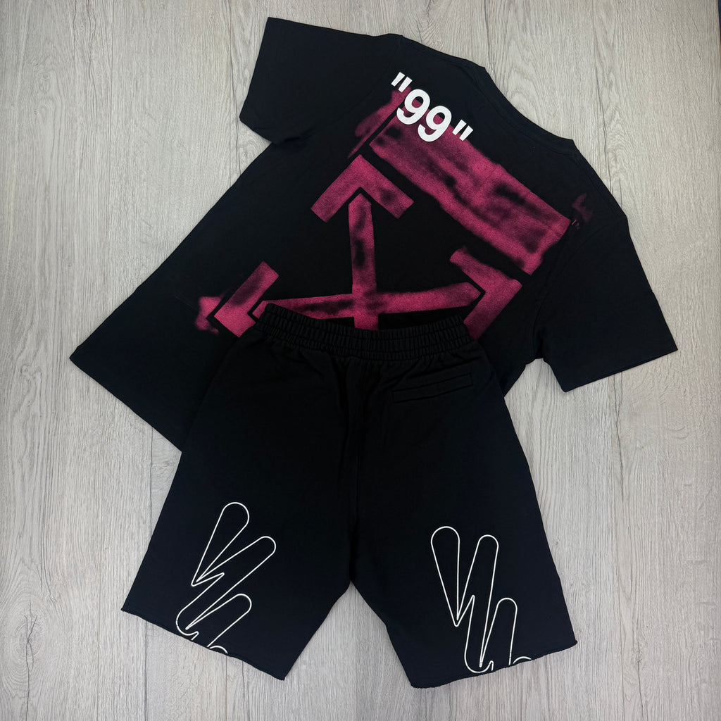 Off White Men’s Black T-shirt & Shorts Set