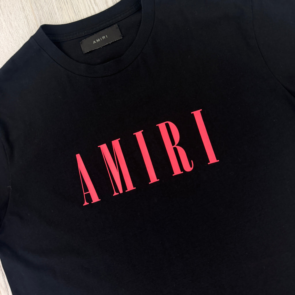 Amiri Men’s Black T-shirt Red Logo - Medium