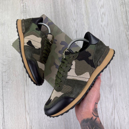 Valentino Men’s Khaki Camo Mesh Rockrunner - Uk 8