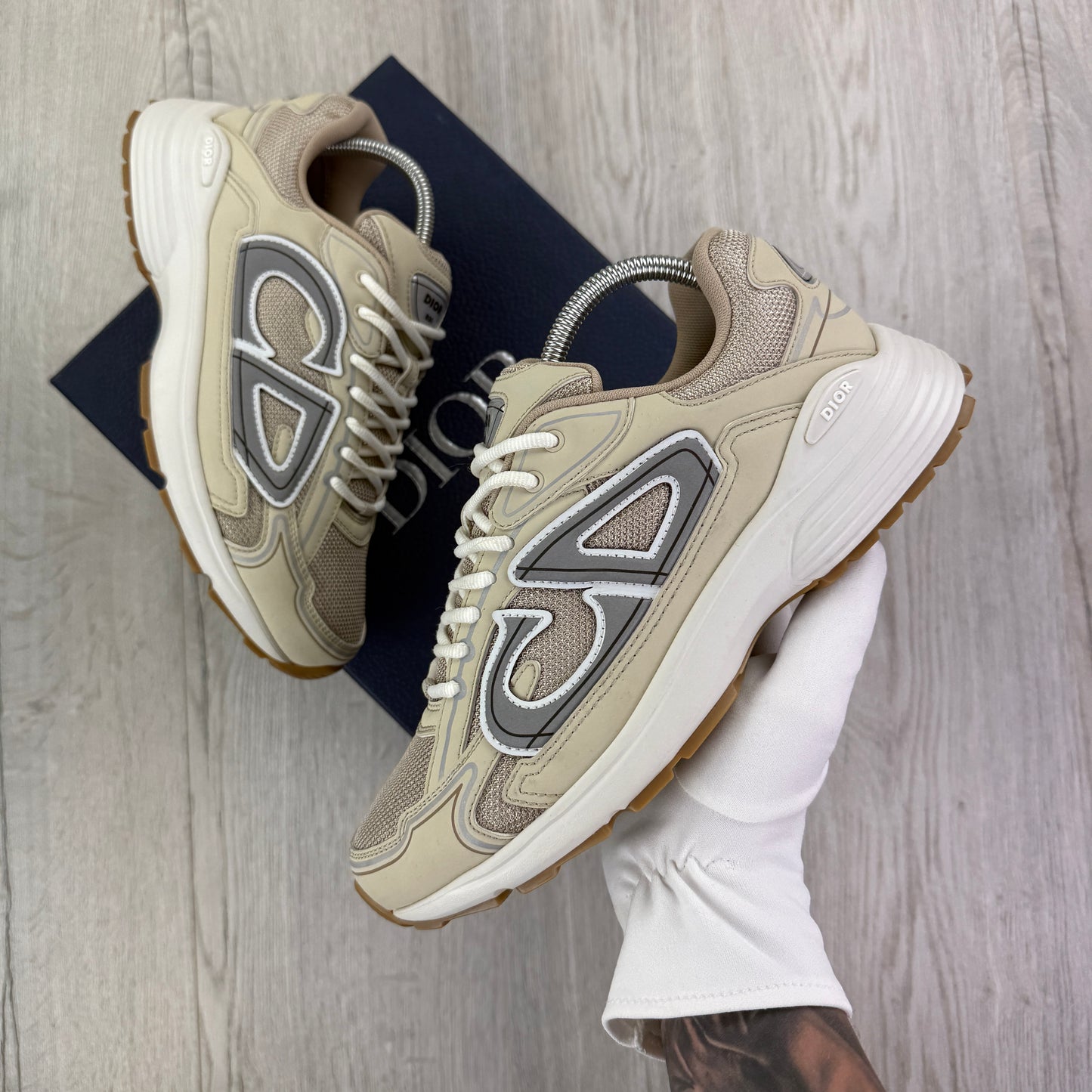 Dior B30 Men’s Cream Mesh and Technical Fabric Trainers - 41 (Fit Uk 7)