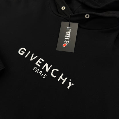 Givenchy Men’s Black Cracked Logo Pullover Hoodie - Small