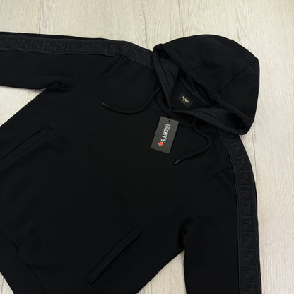 Fendi Men’s Black Pullover Hoodie FF Logo Down Sleeve - Medium