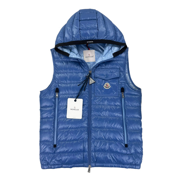 Moncler Morellet Men’s Ragot Baby Blue Hooded Gilet - Size 2