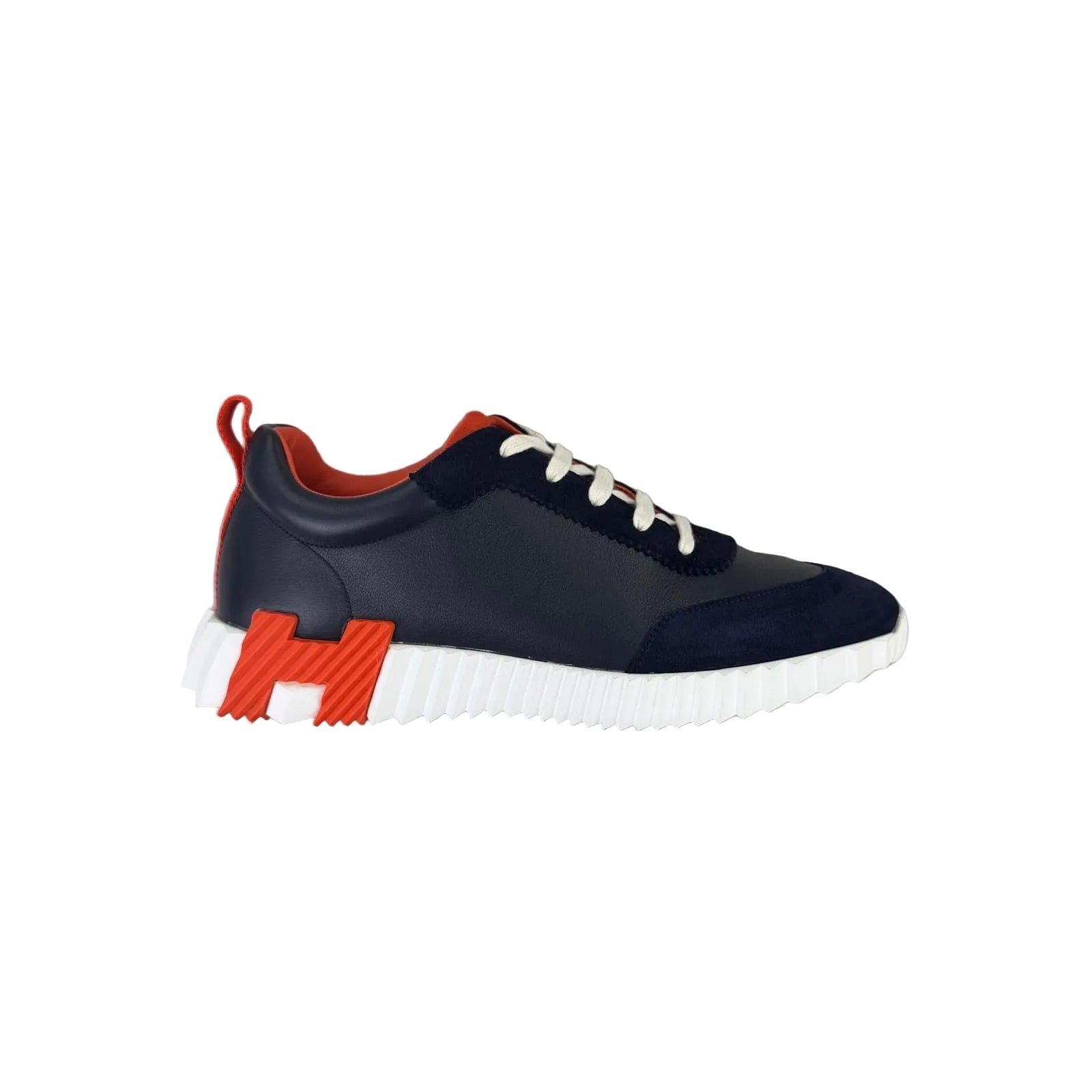 Hermes Men’s Navy Orange Bouncing Sneakers - 42 (Fit Uk 8)