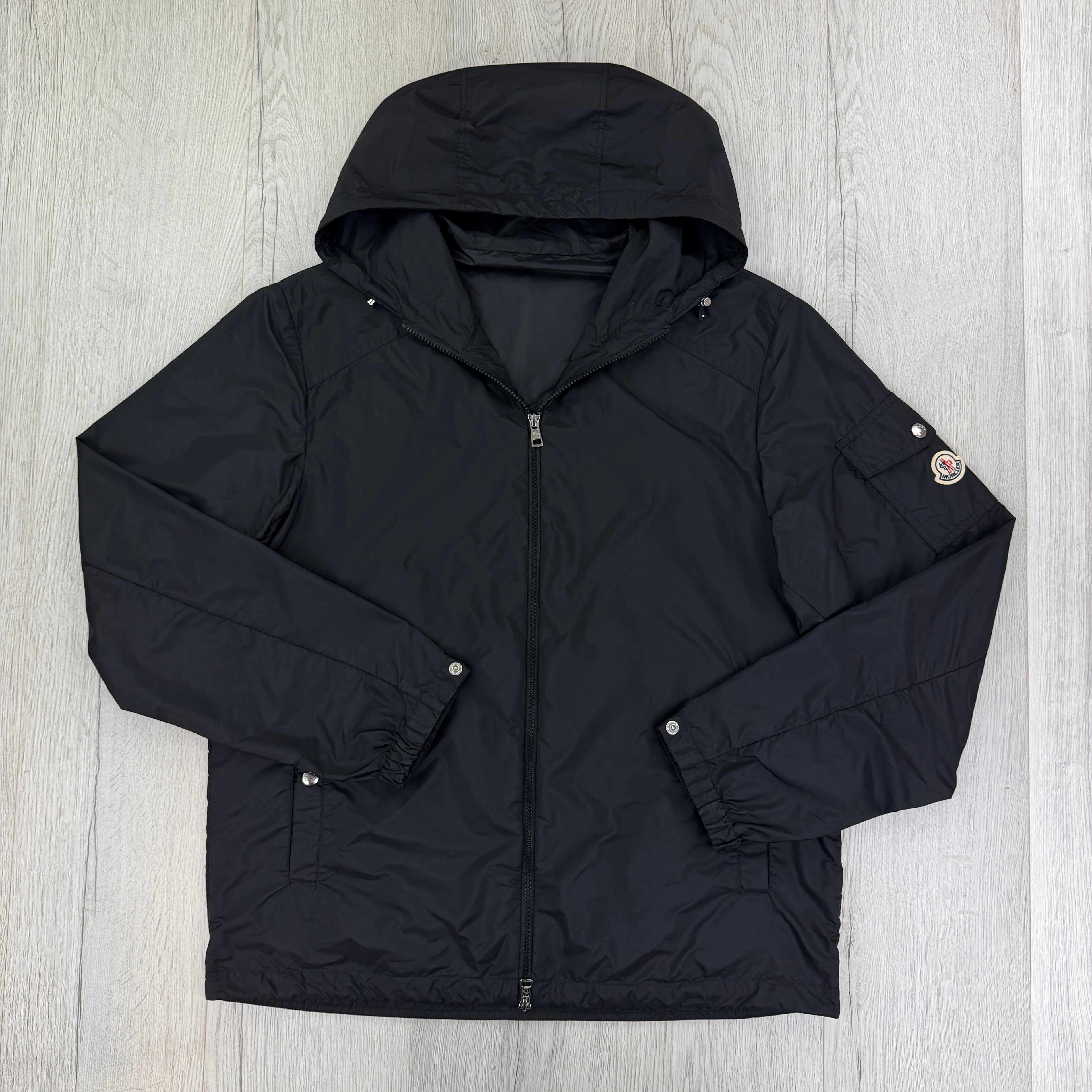 Moncler Men’s Black Windbreaker Etiache Hooded Rain Jacket - Size 4
