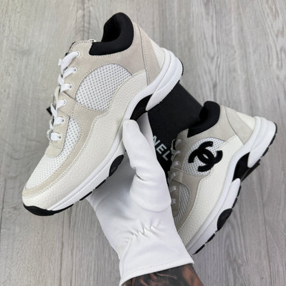 Chanel Women’s Low Top Beige / Black Suede Trainers