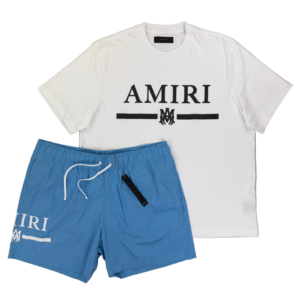 Amiri Men’s White T-shirt & Swim Shorts Set - XL
