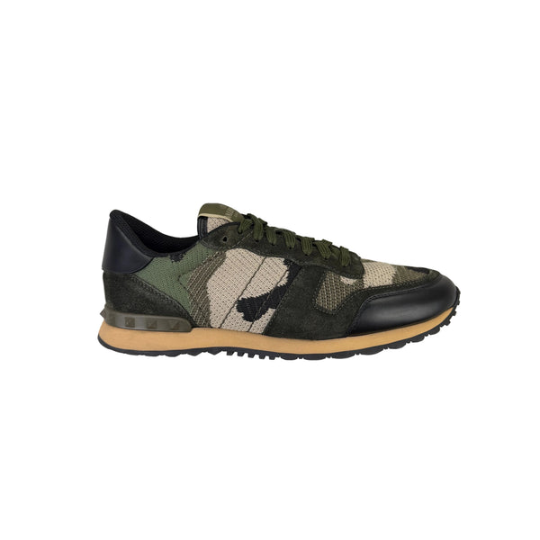 Valentino Men’s Khaki Camo  Mesh Rockrunner Trainers - Uk 7