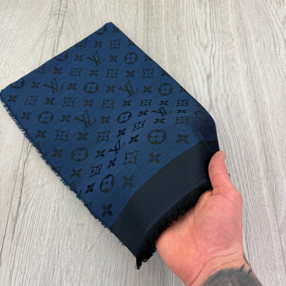 Louis Vuitton Shawls Blue Monogram Shine Style Scarf