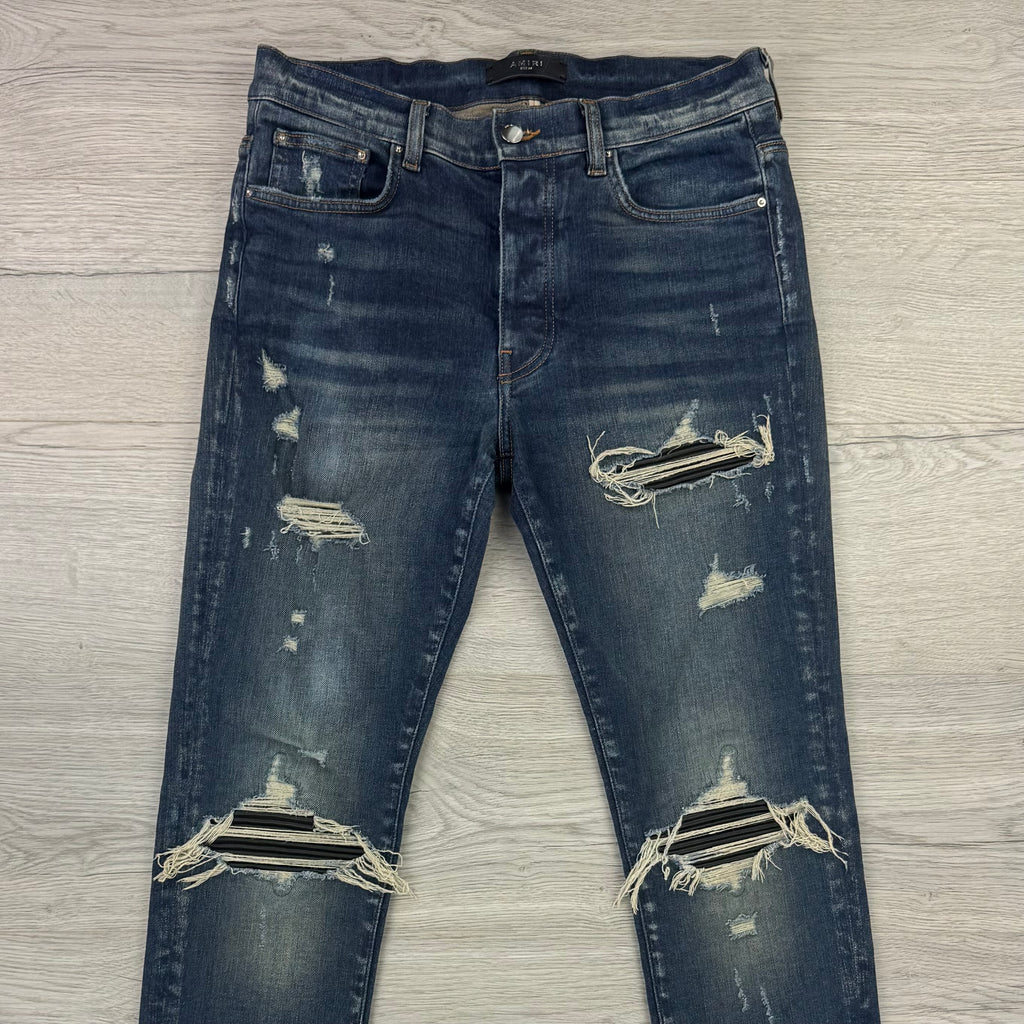 Amiri Men’s MX1 Distressed Blue Jeans