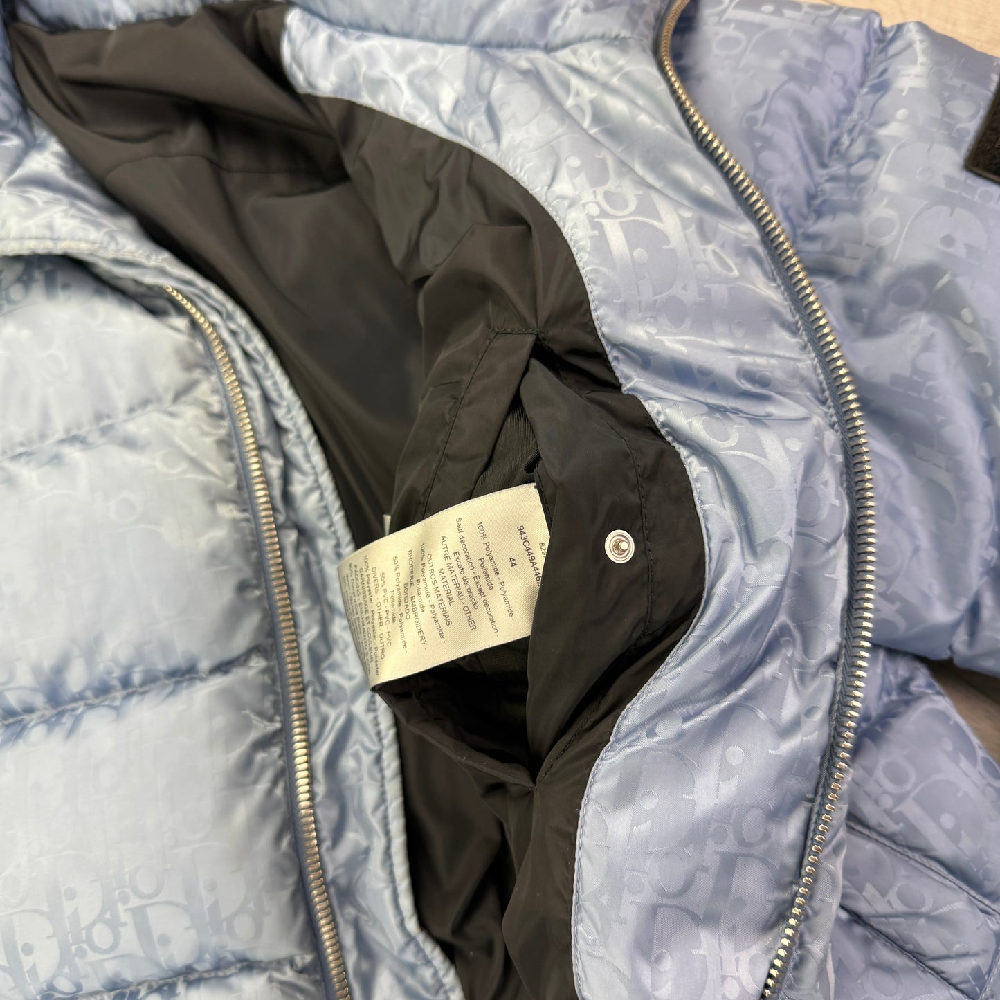 Dior Men’s Baby Blue Zip-up Oblique Down Jacket - 44