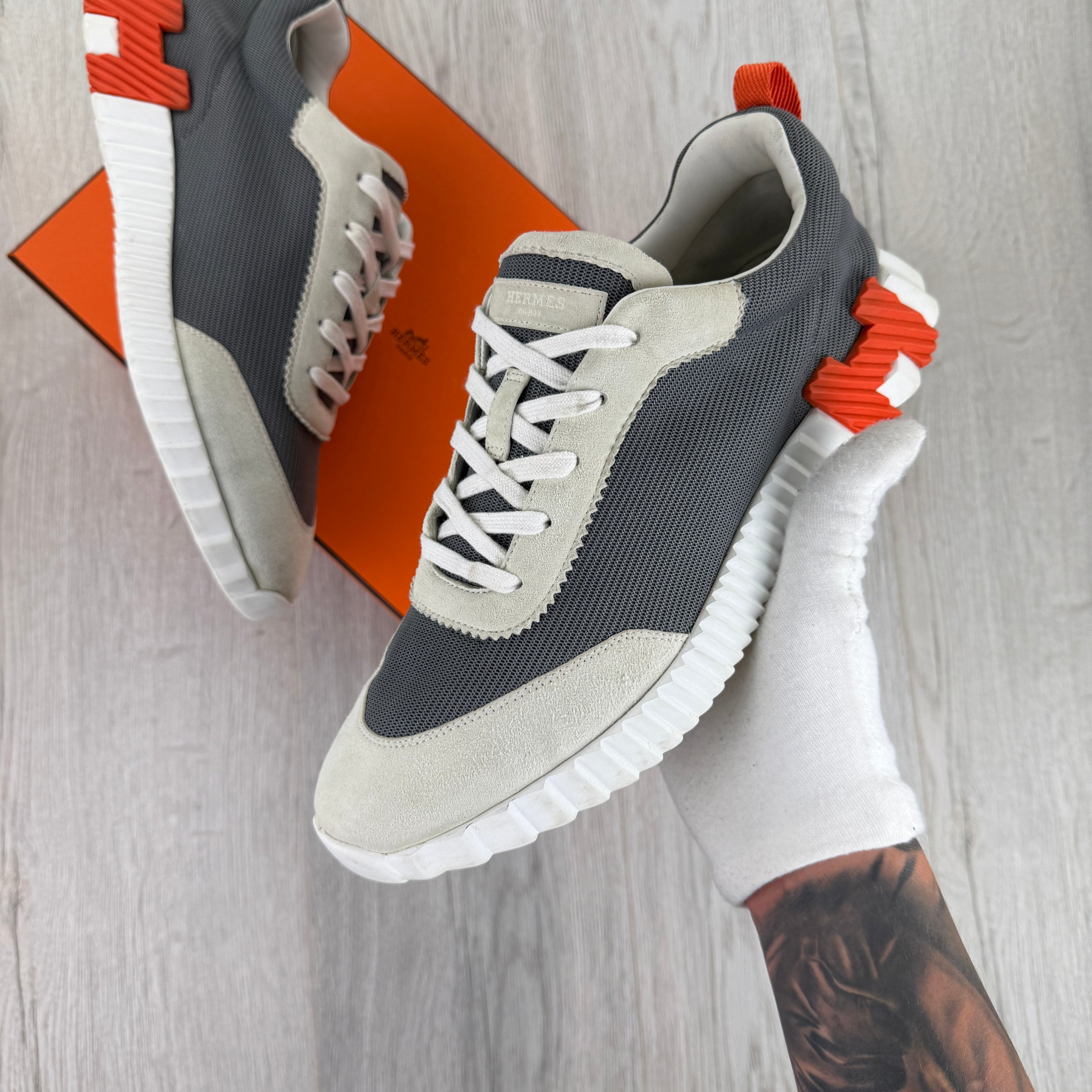 Hermes Men’s Beige Bouncing Sneakers - 43 (Uk 9)