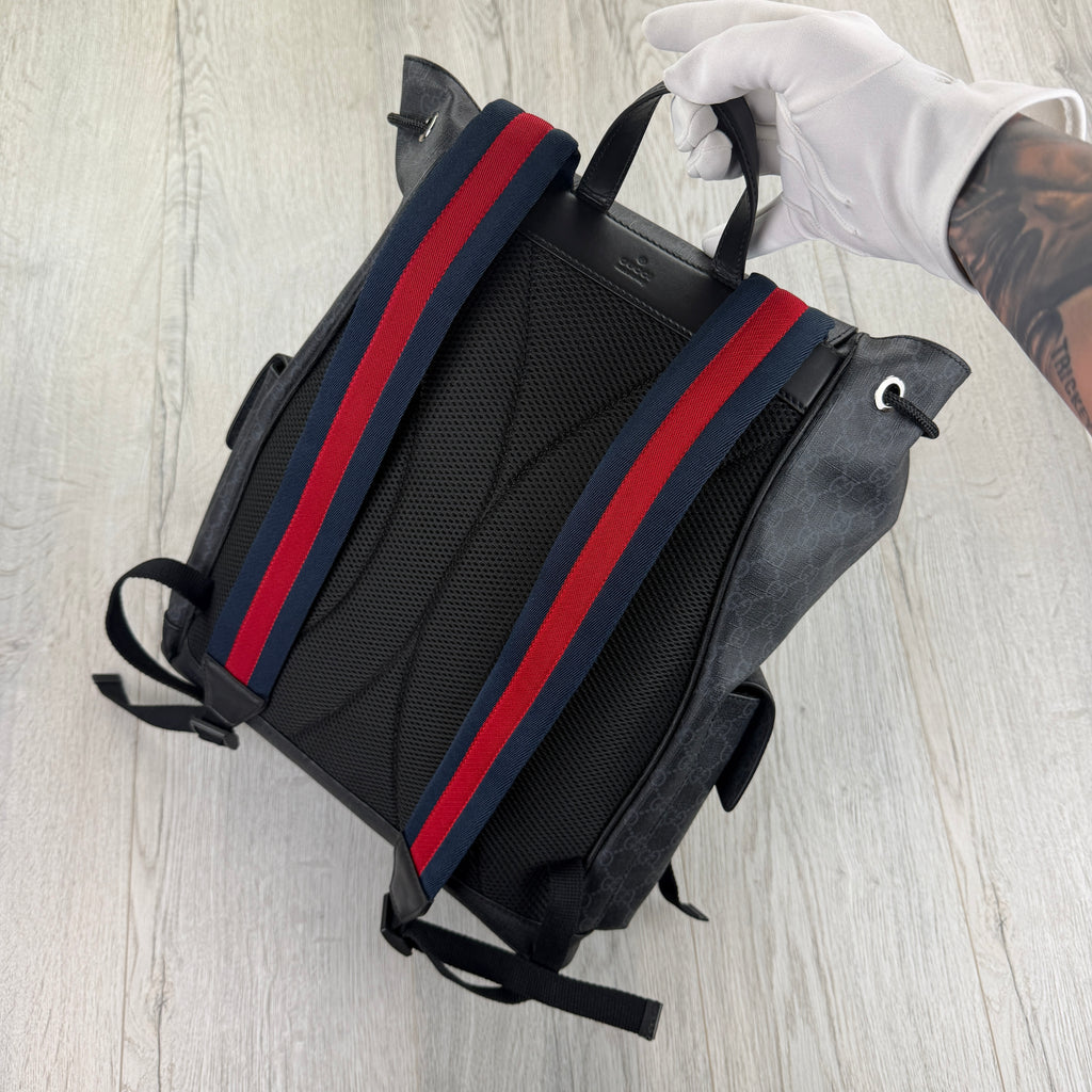 Gucci Mens GG Supreme Web Backpack