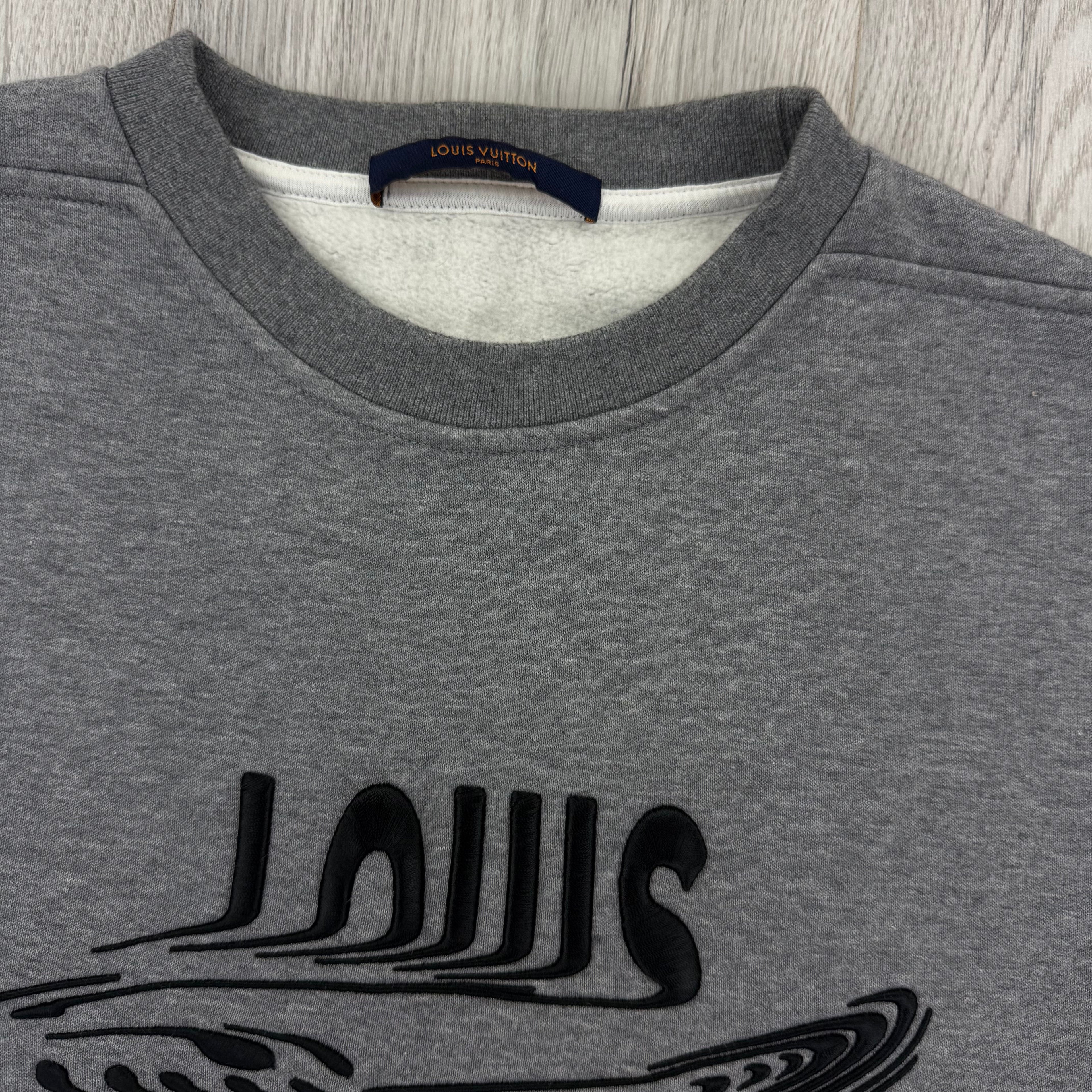 Louis Vuitton Men’s Grey Crewneck Embroidered Jumper -Medium