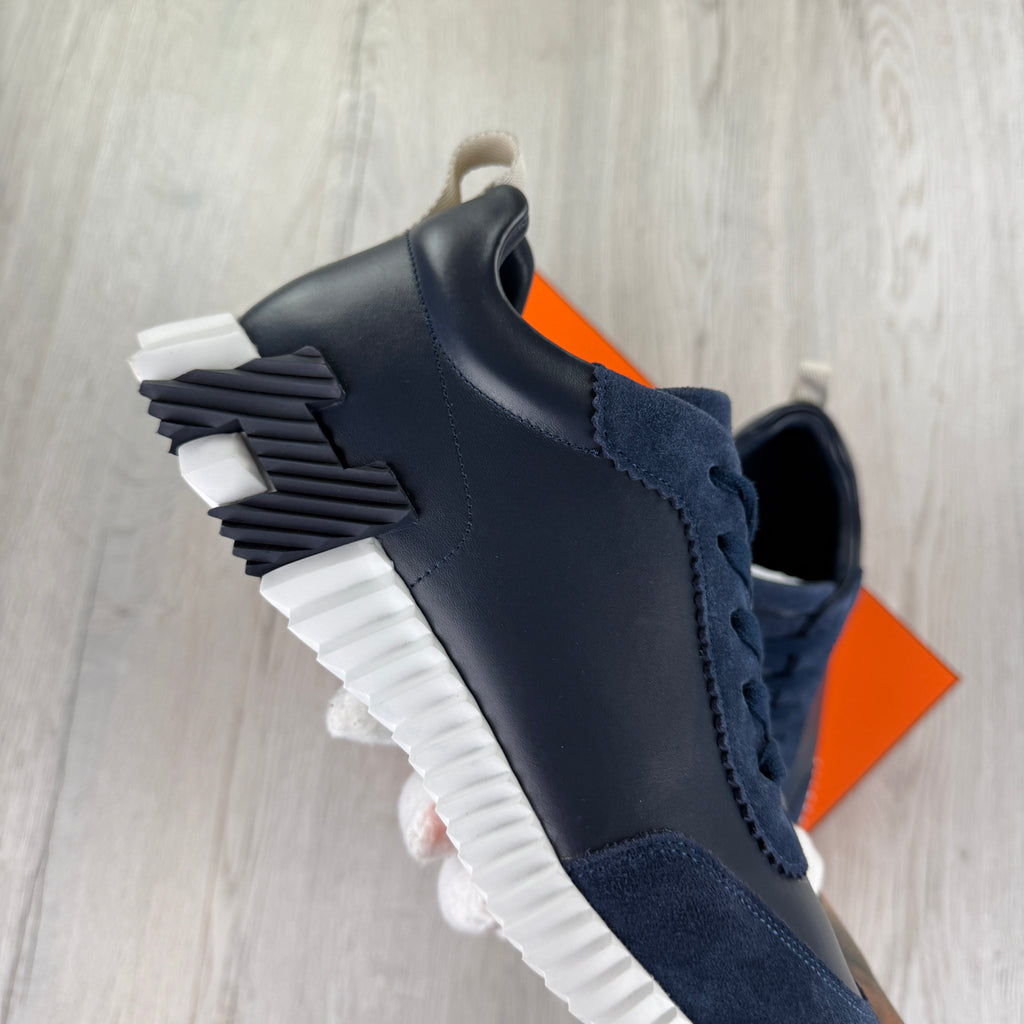Hermes Men’s Navy Leather Bouncing Sneakers - 42 (Fit Uk 8)