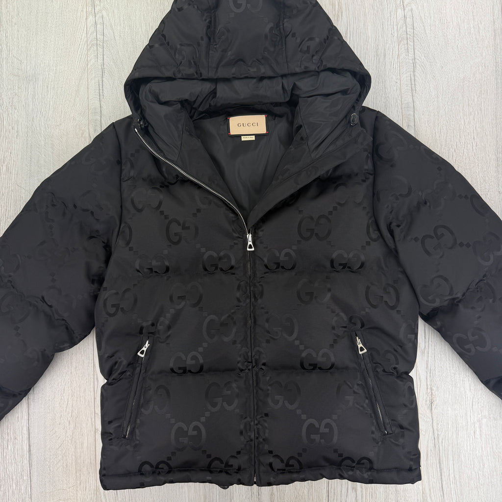Gucci Men’s Jumbo GG Hooded Jacquard Nylon Puffer Jacket - Size 44 (Small)