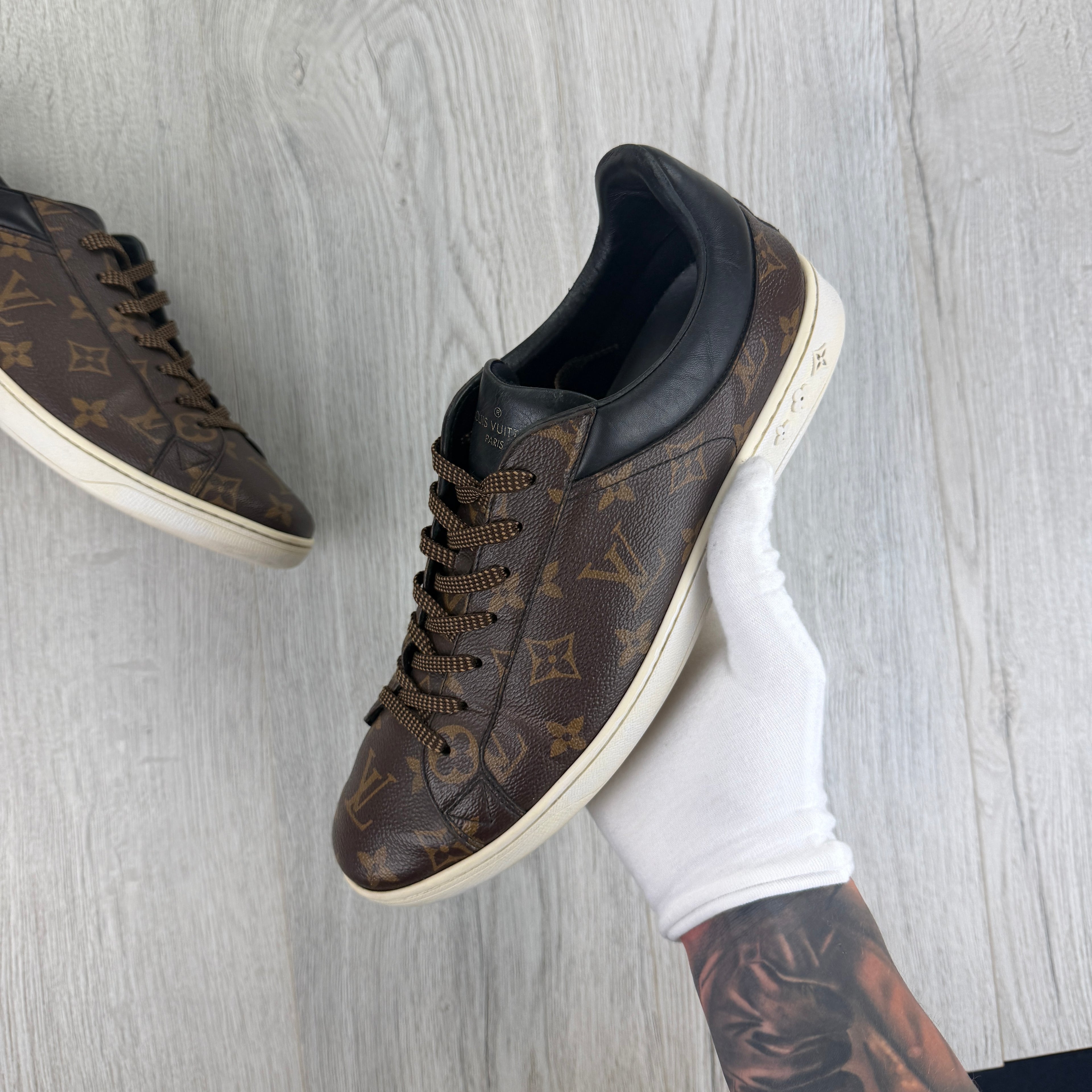 Louis Vuitton Men’s Brown Monogram Low Leather Sneakers - Uk 9
