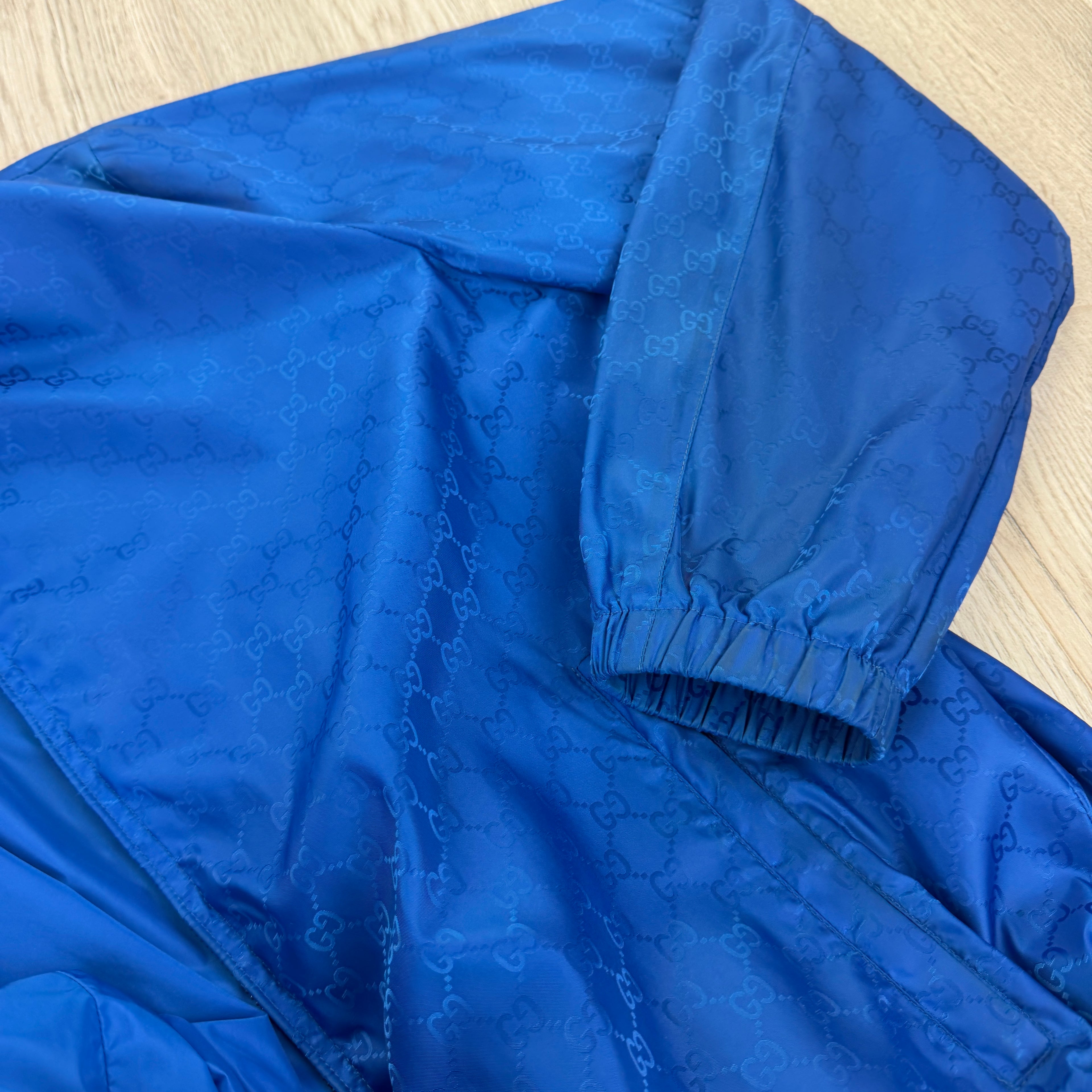 Gucci Men’s Royal Blue Zip-up Monogram Windbreaker - Medium