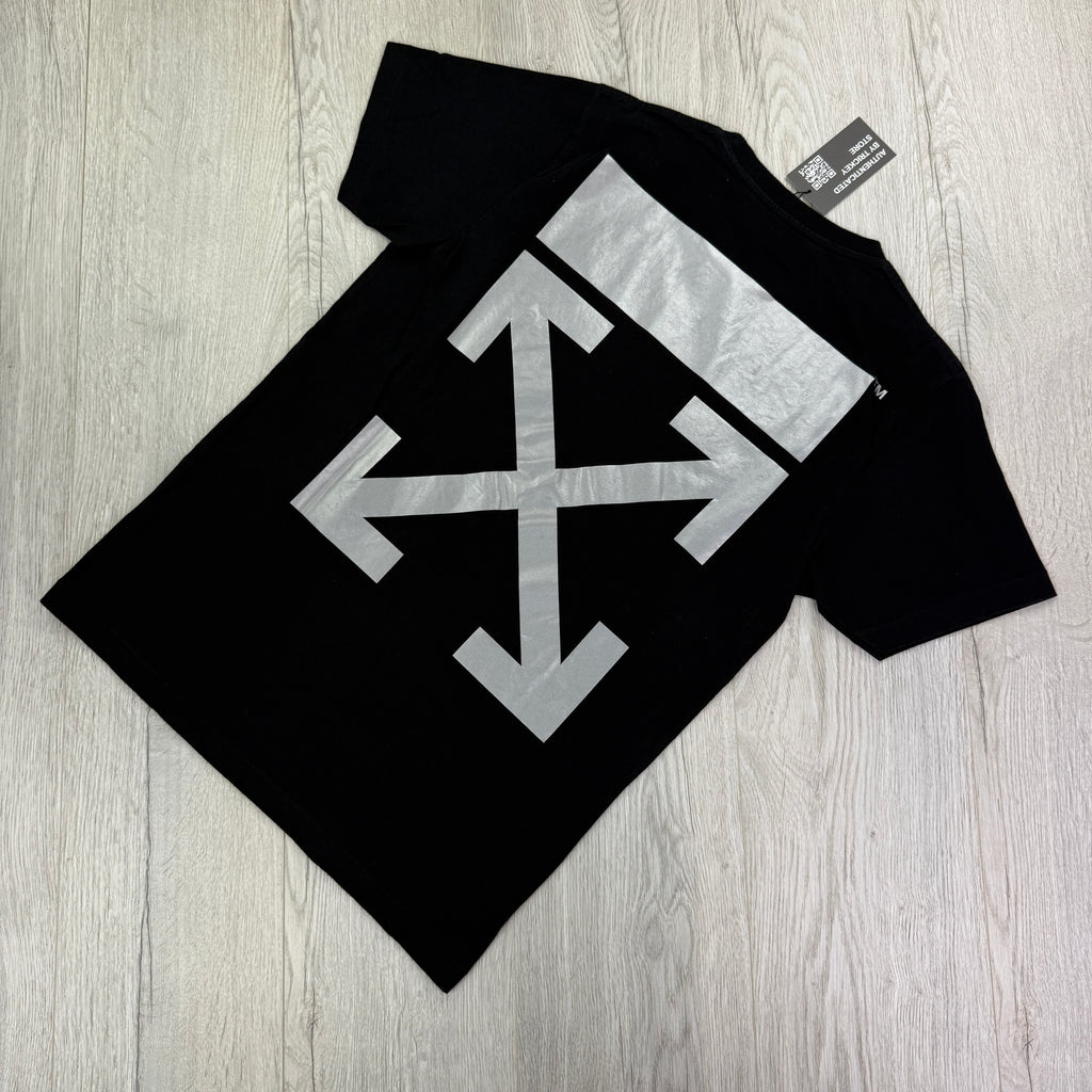 Off White Men’s Black T-shirt Silver Arrow - Small