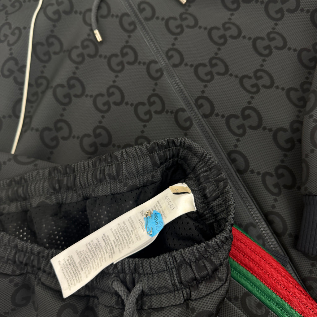 Gucci Men’s Black GG Jacquard Full Hooded Tracksuit - Large