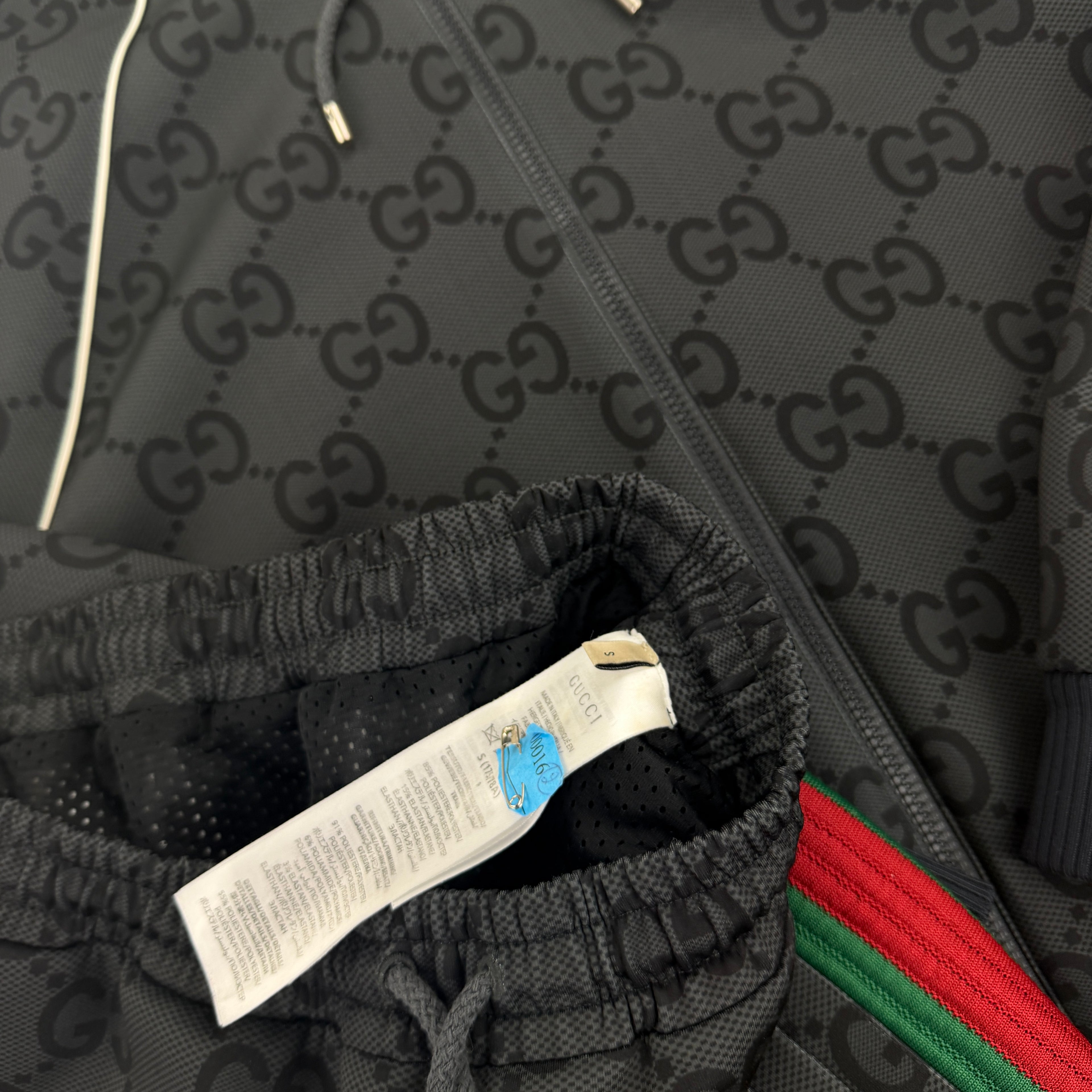 Gucci Men’s Black GG Jacquard Full Hooded Tracksuit - Large