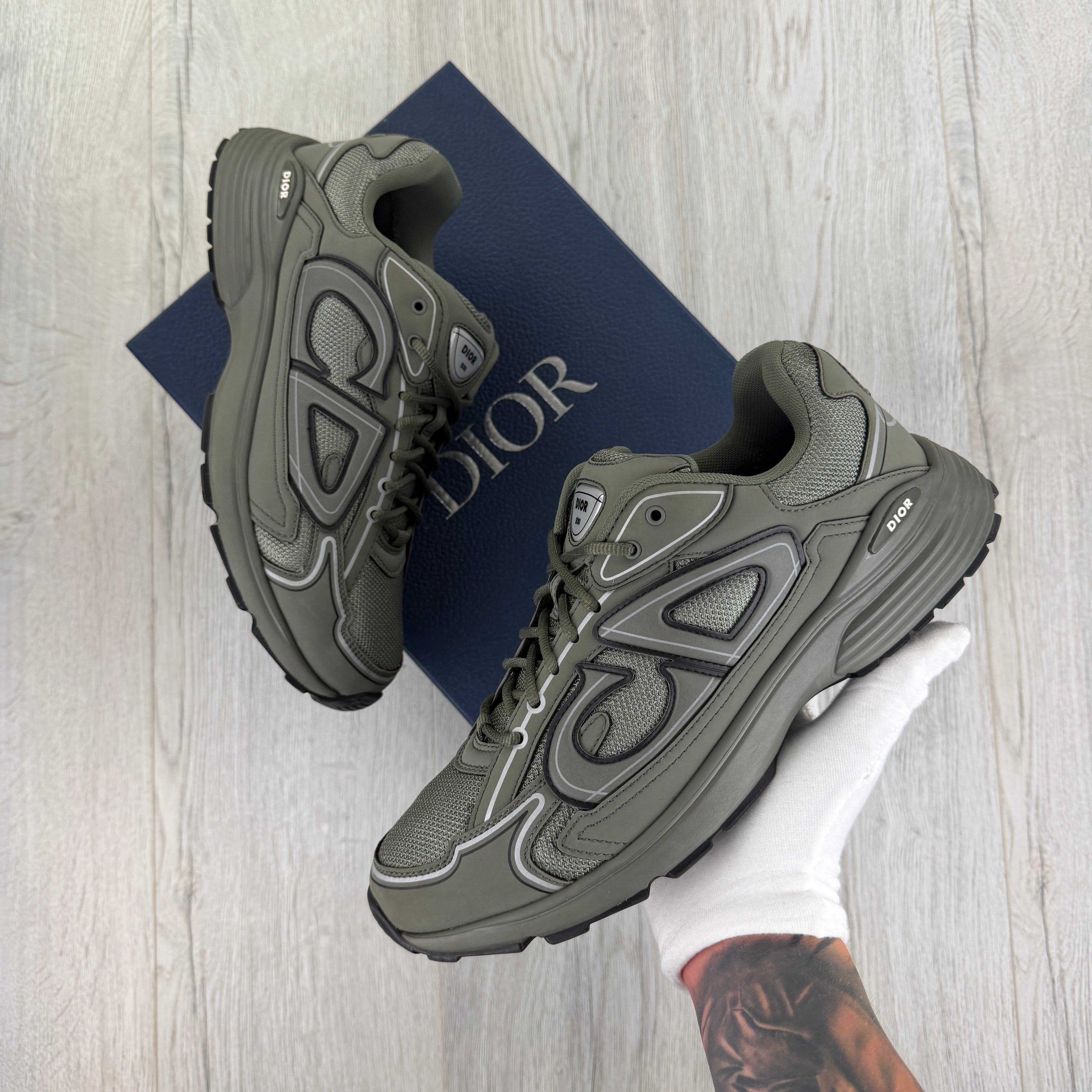 Dior B30 Men’s Khaki CD Mesh Trainers - 45 (Fit Uk 11)