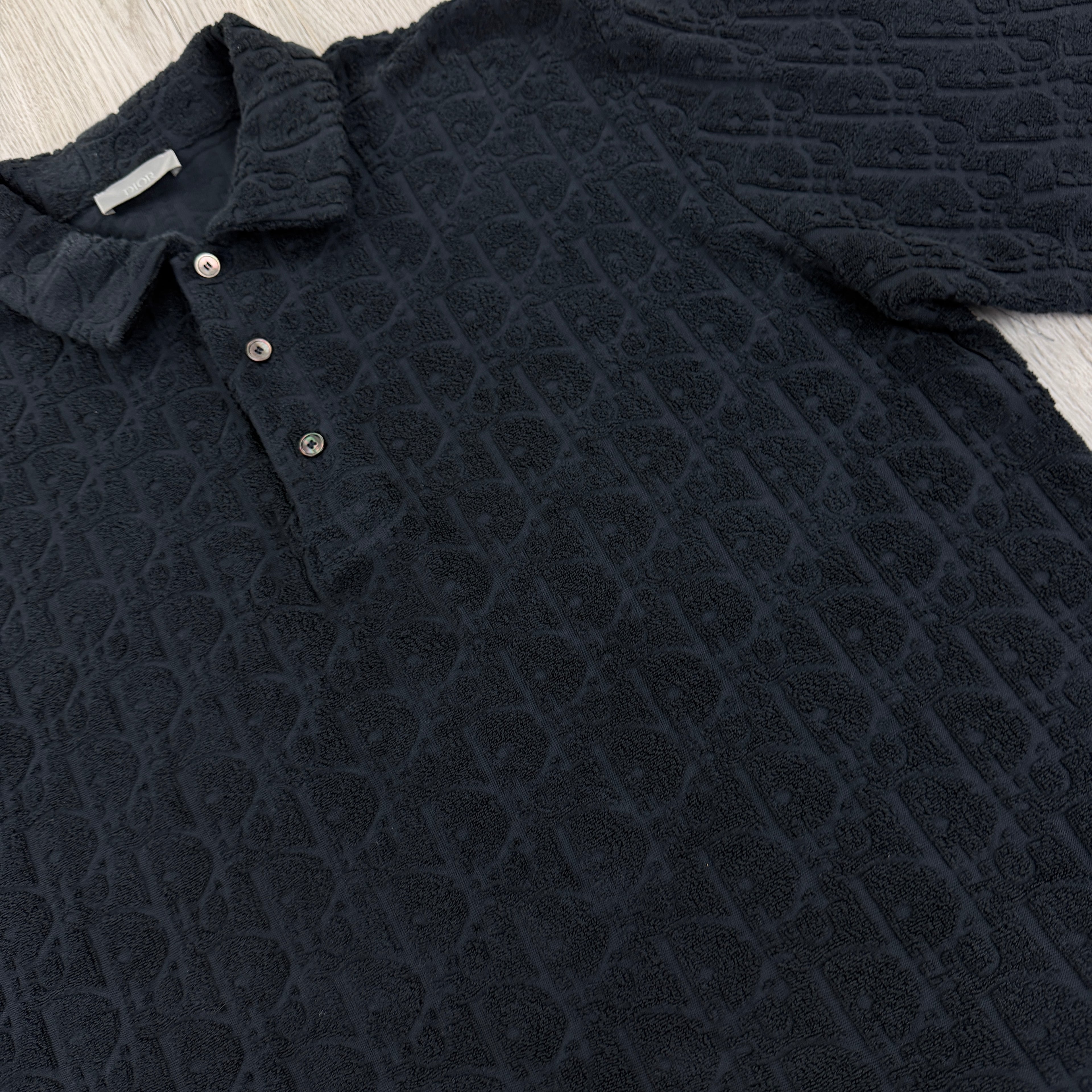 Dior Men’s Navy Oblique Towel Polo Shirt - Small (Fit Medium)