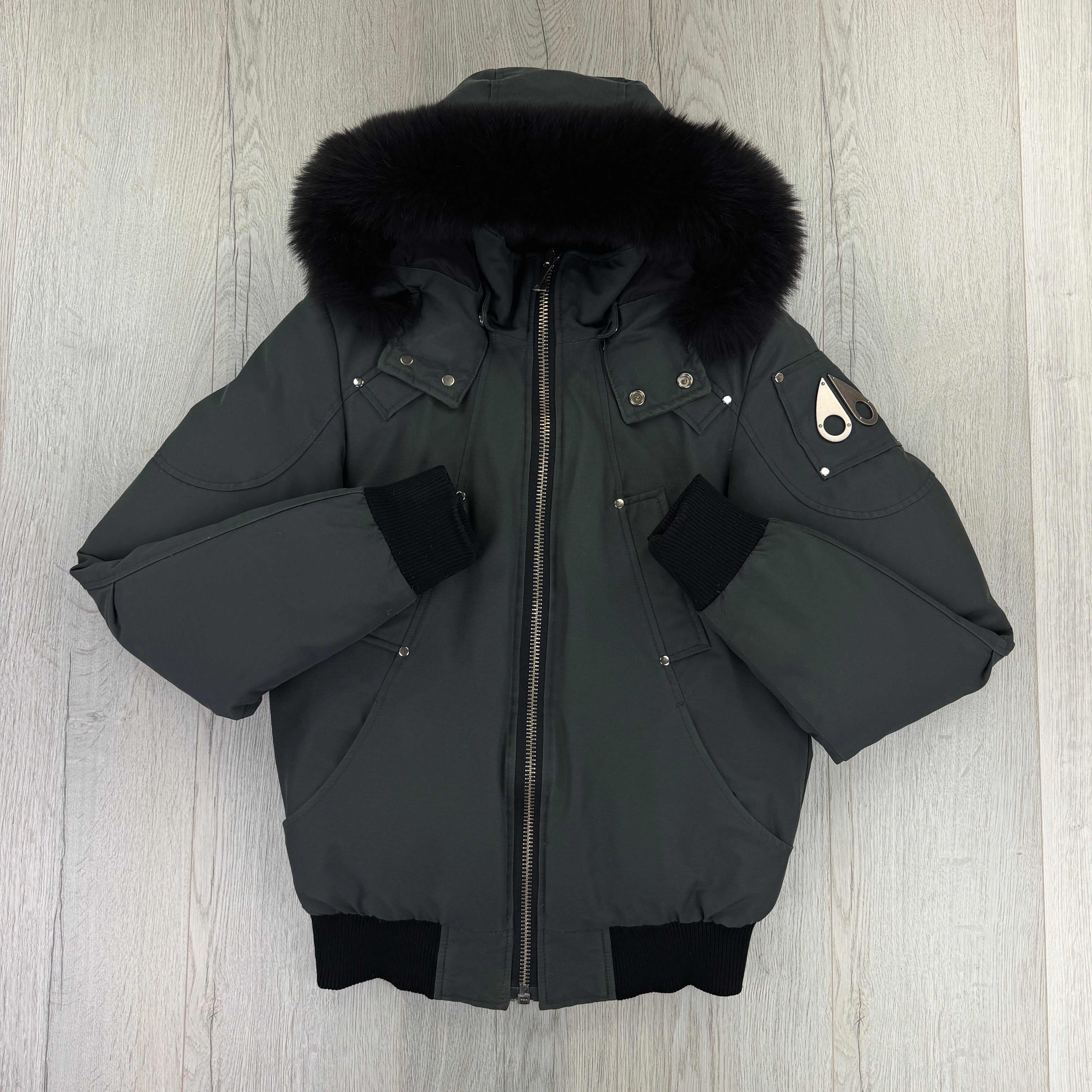 Moose Knuckles Men’s Graphite Zip-up Ballistic Bomber Parker Jacket - XS