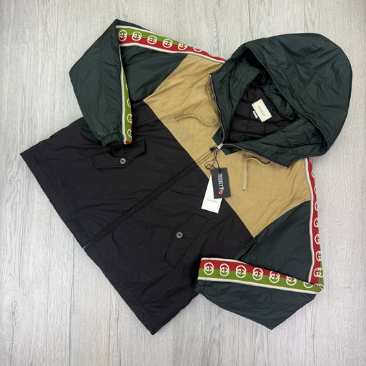 Gucci GG Jacquard Logo & Web Stripe Nylon Jacket - 48 (Fits Large)