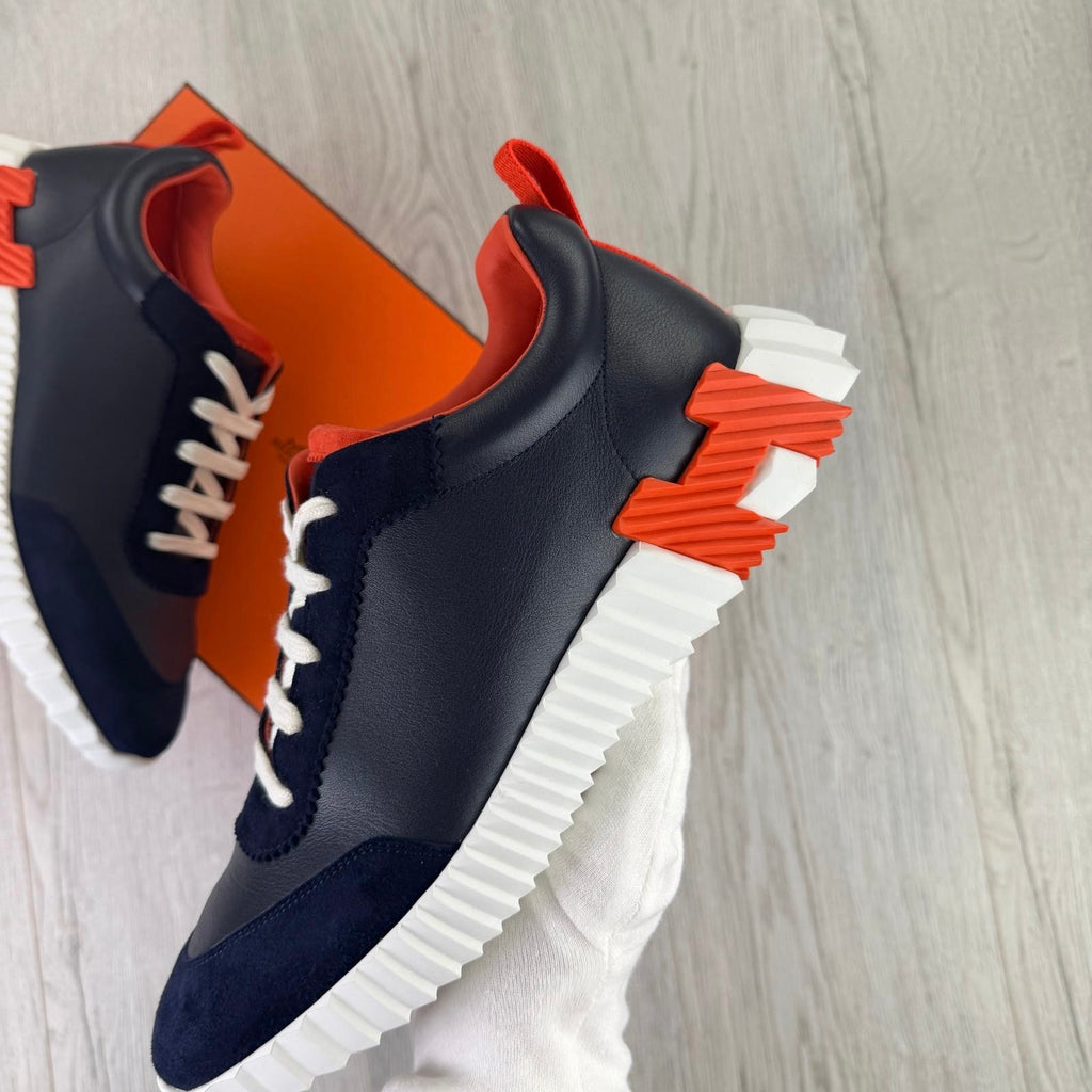 Hermes Men’s Navy Orange Bouncing Sneakers - 42 (Fit Uk 8)