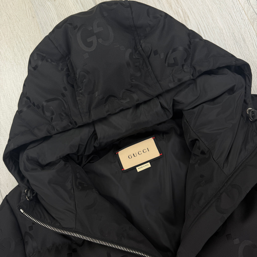 Gucci Men’s Jumbo GG Hooded Jacquard Nylon Puffer Jacket - Size 44 (Small)