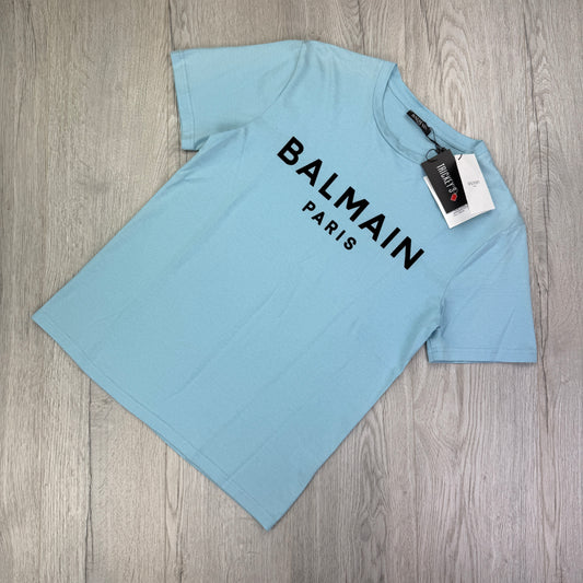 Balmain Paris Men’s Baby Blue T-shirt