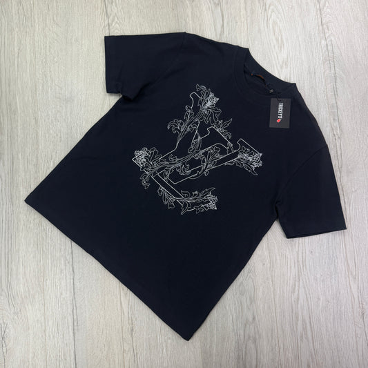 Louis Vuitton Men’s Navy Embroidered Logo T-shirt - Small