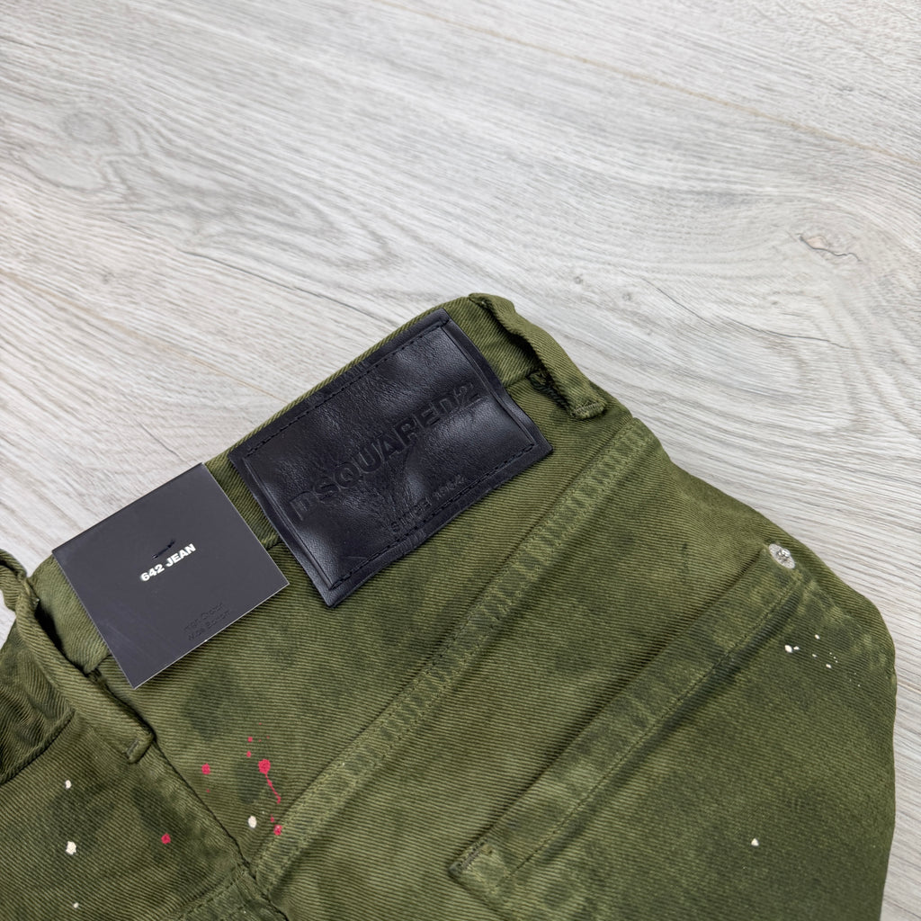 Dsquared2 Men’s Green Distressed Straight Jeans