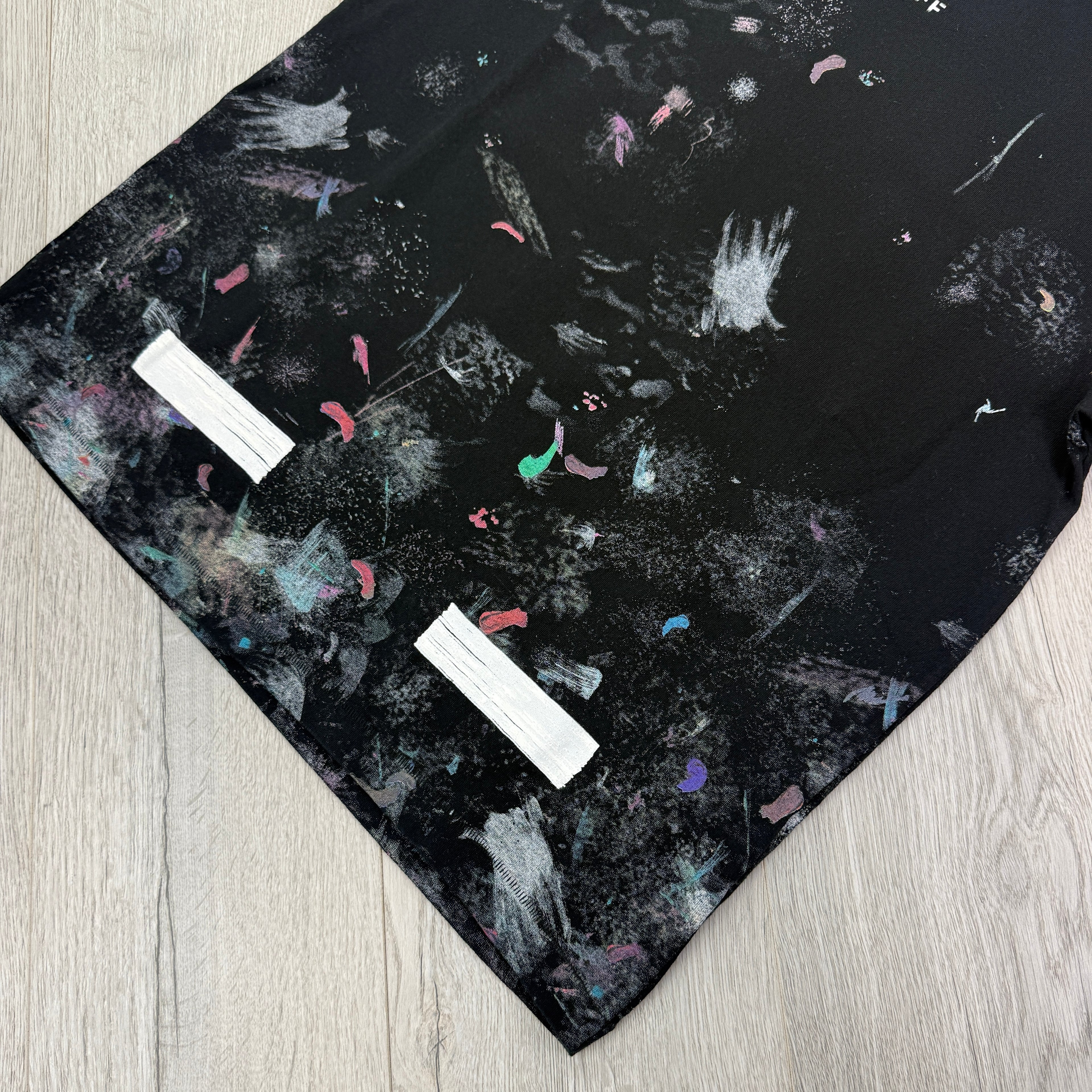 Off White Black Distressed Paint Splatter T-shirt