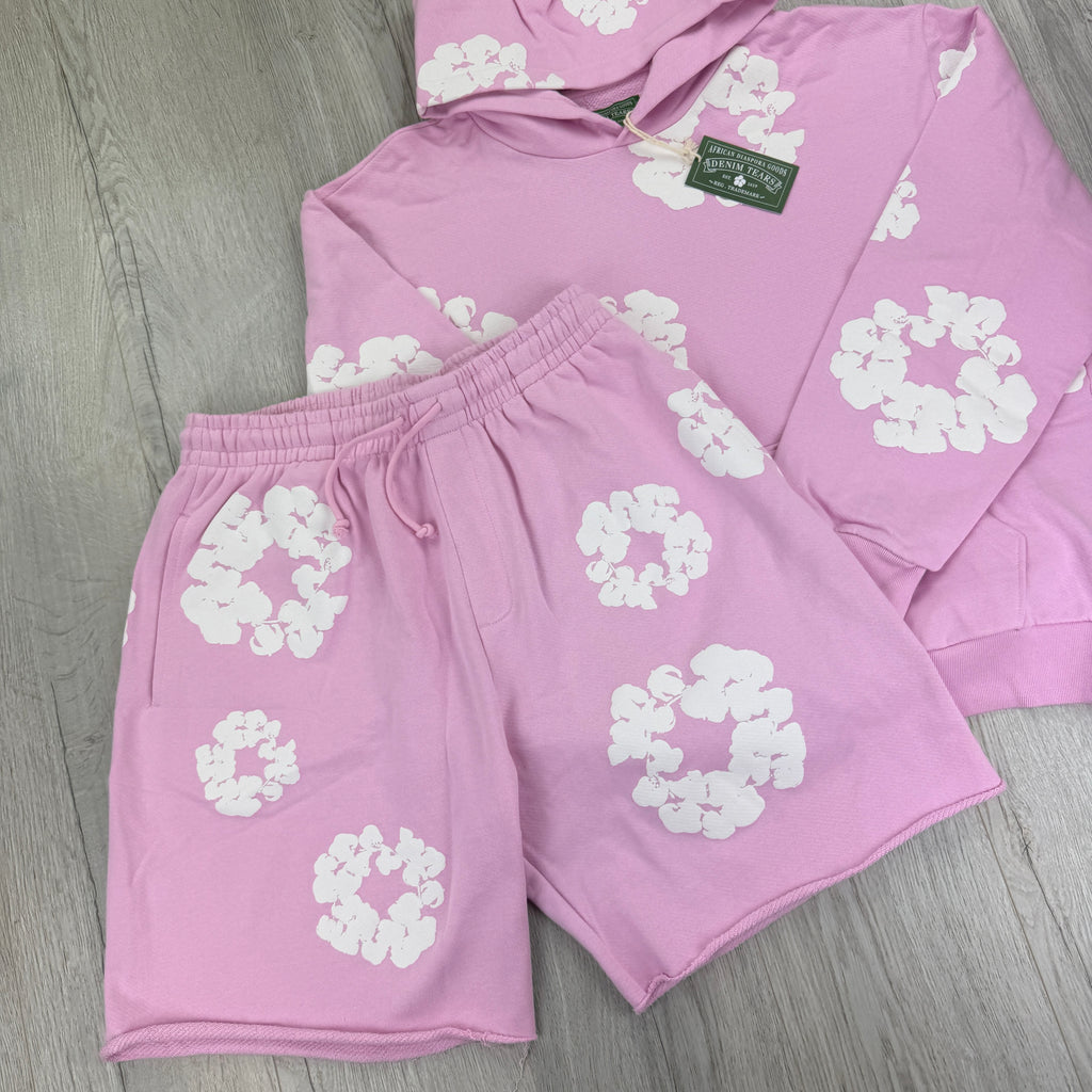 Denim Tears Men’s Pink Hoodie & Shorts Set