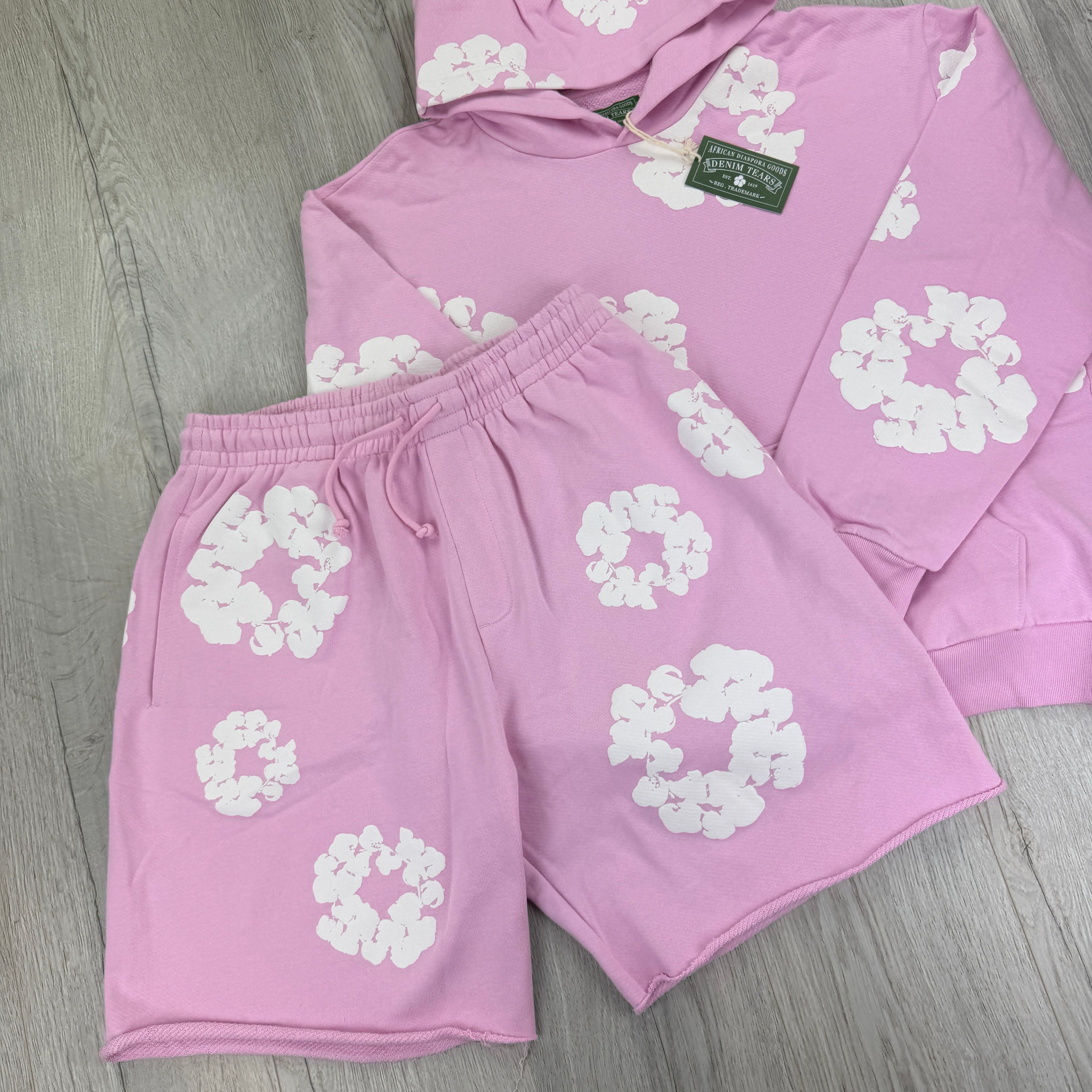 Denim Tears Men’s Pink Hoodie & Shorts Set