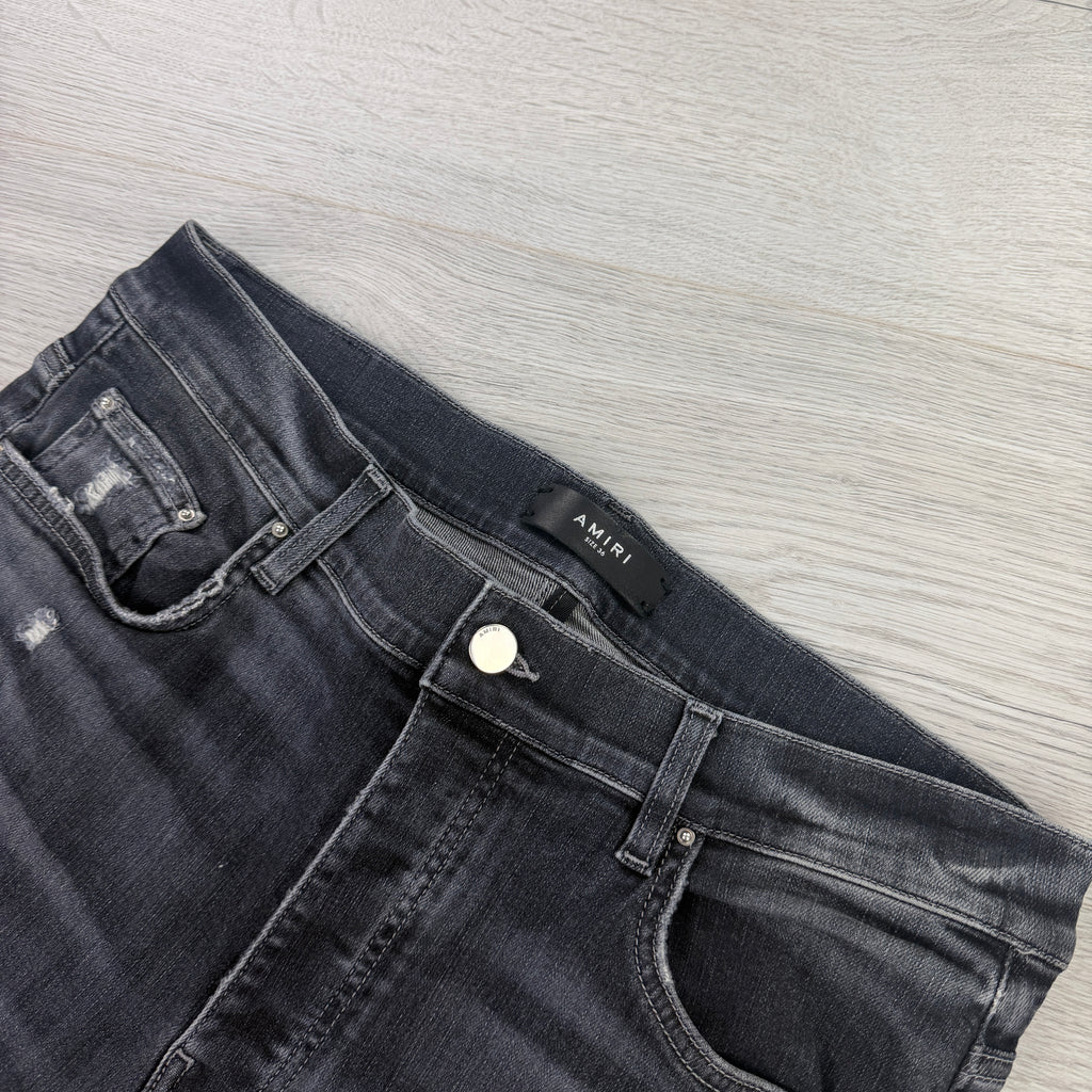 Amiri Men’s MX1 Aged Black Distressed Jeans - Uk 36
