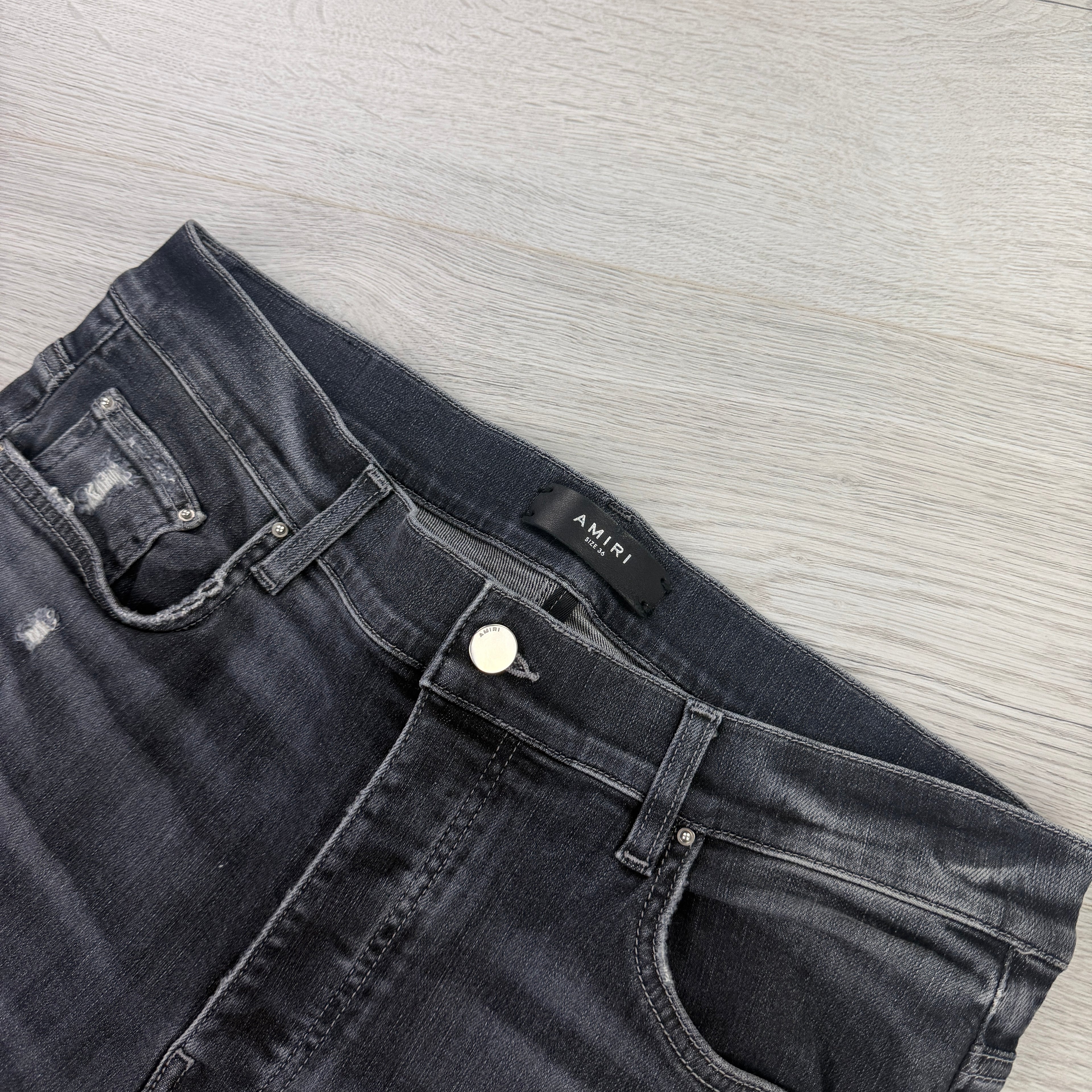 Amiri Men’s MX1 Aged Black Distressed Jeans - Uk 36