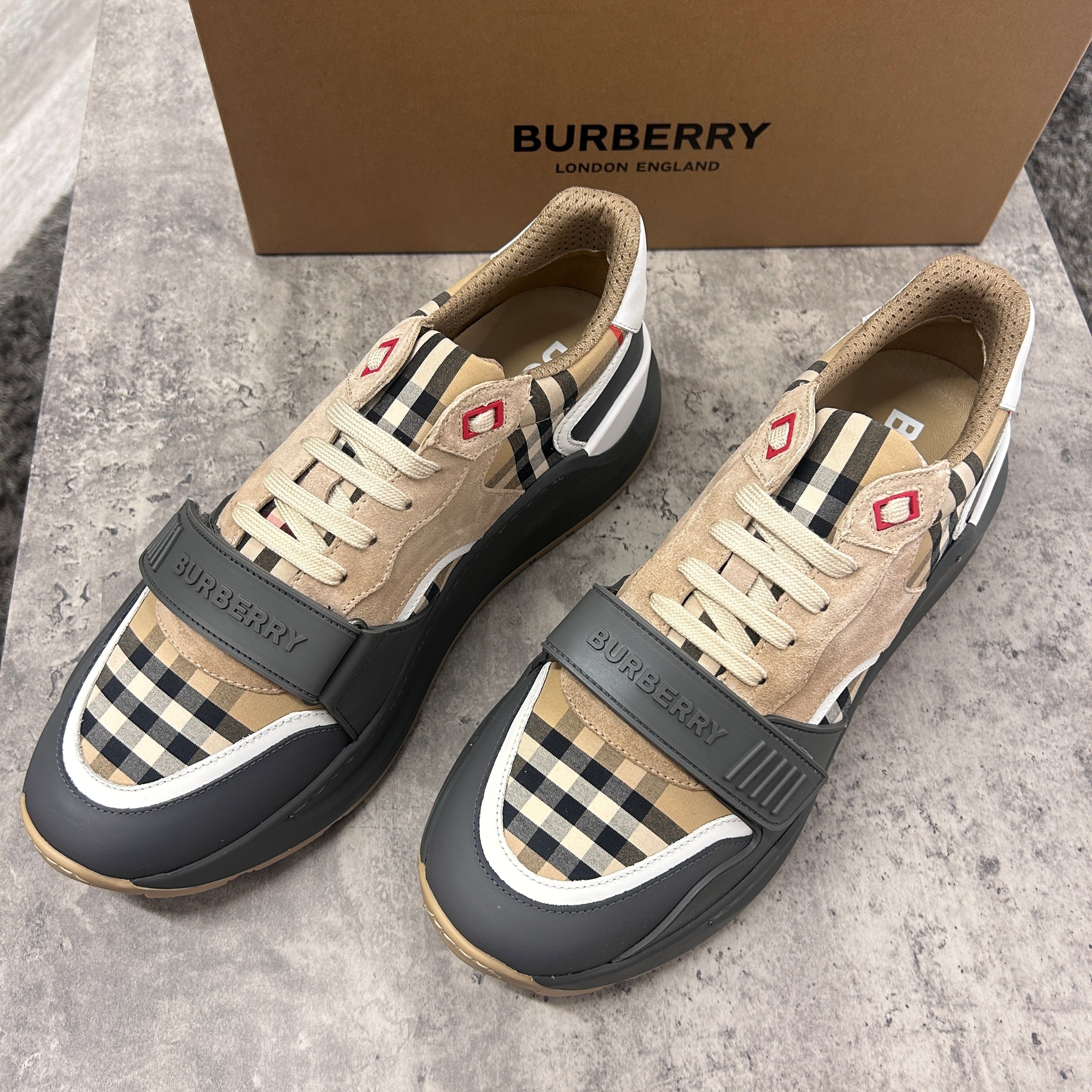Burberry Men’s Vintage Check, Suede Leather Trainers