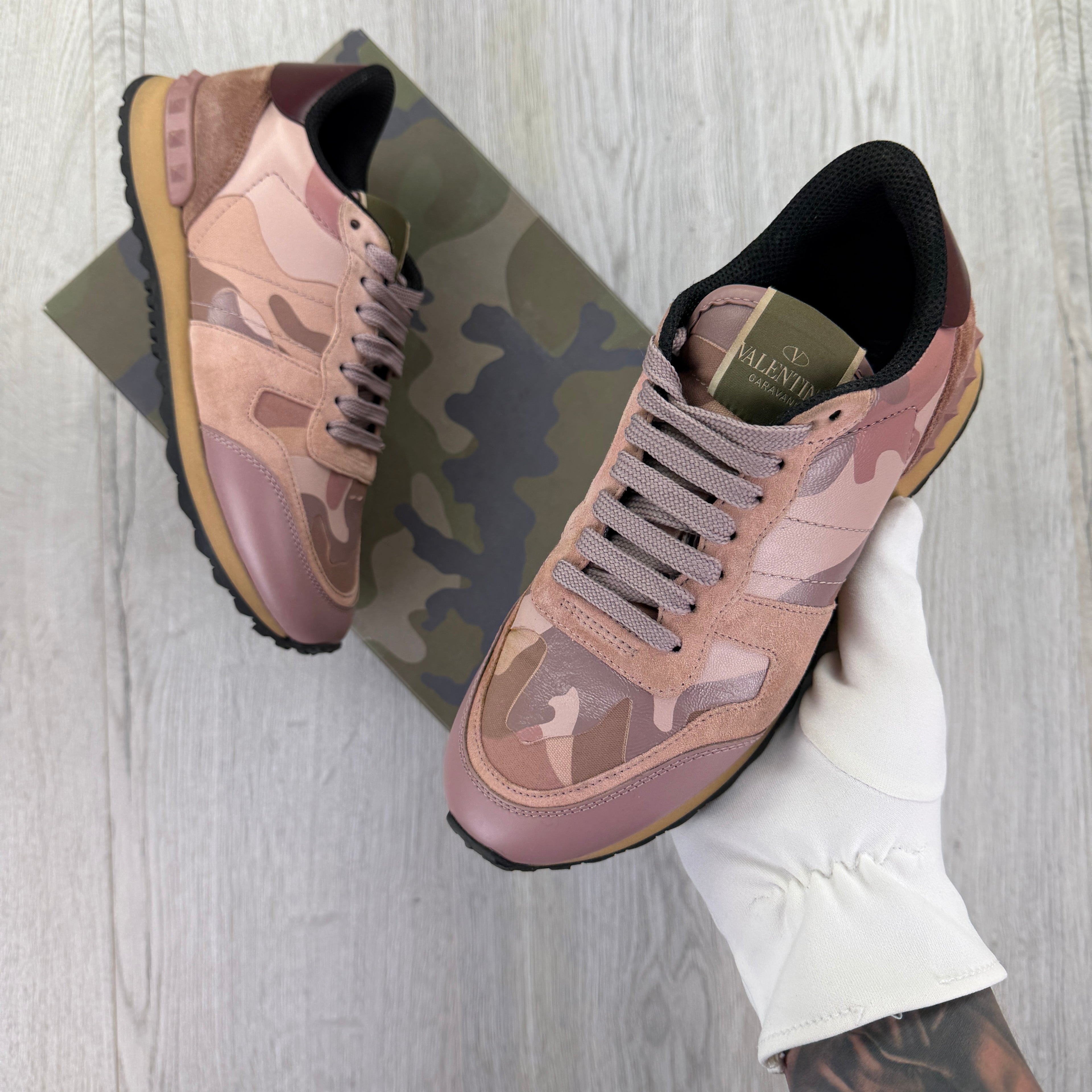 Valentino Women’s Pink Camo Rockrunner Trainers - UK 4.5