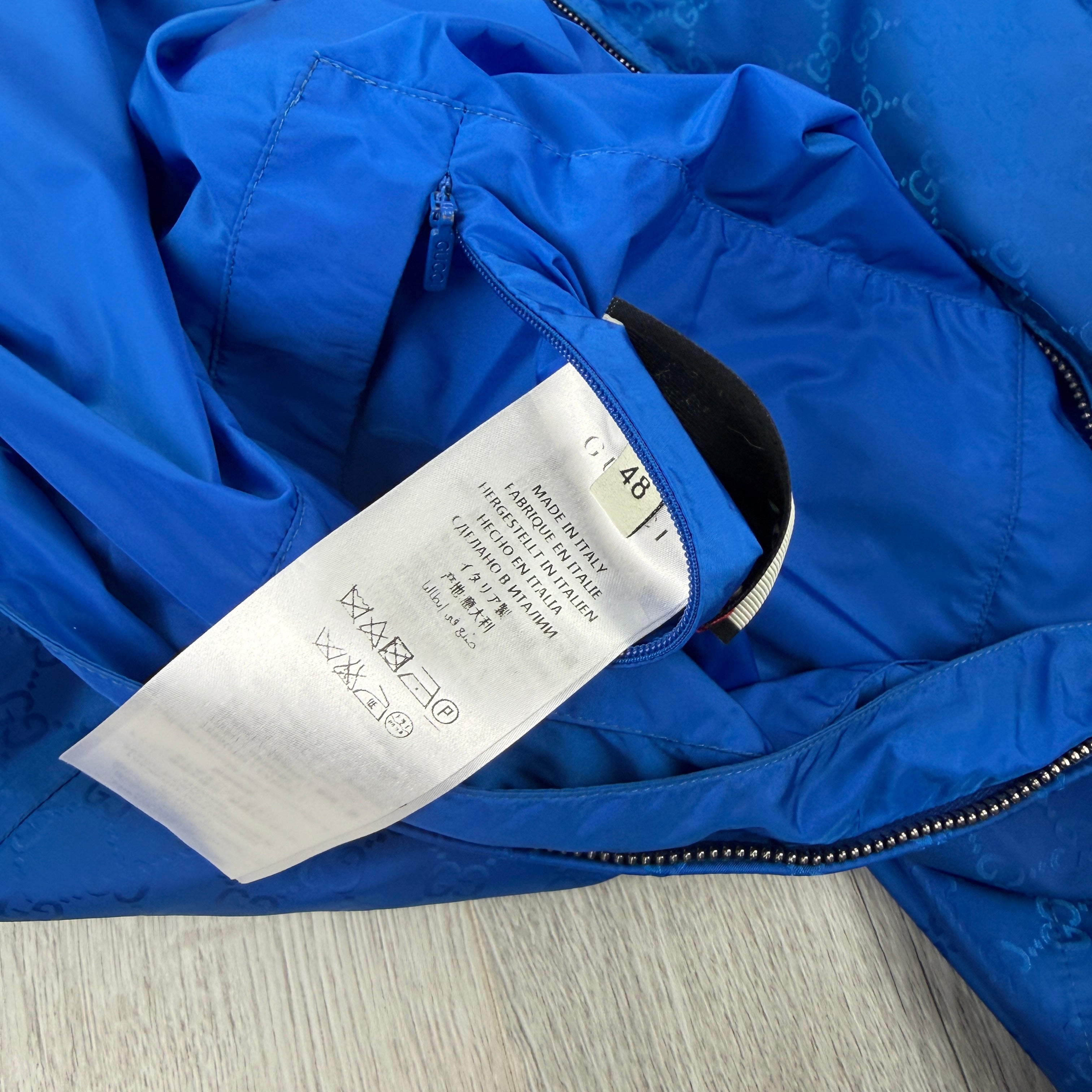 Gucci Men’s Royal Blue Zip-up Monogram Windbreaker - Medium