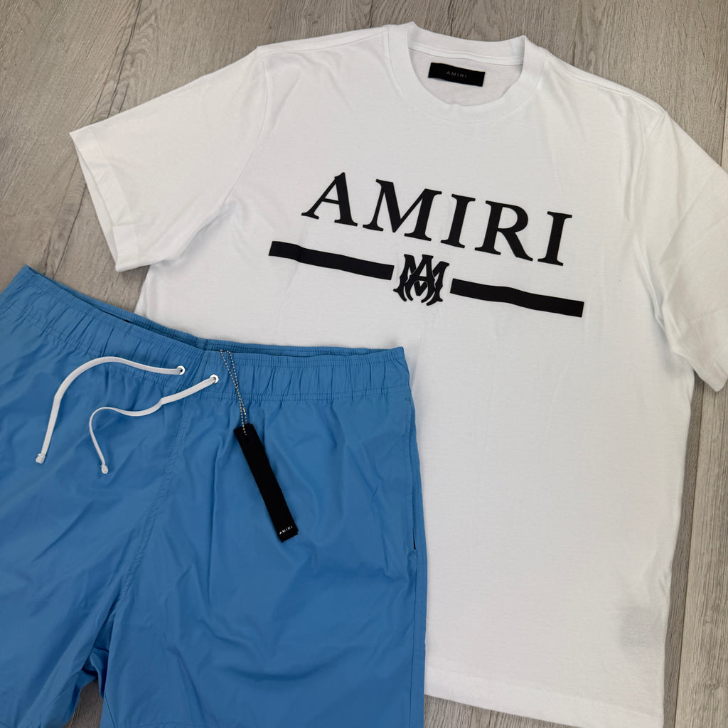 Amiri Men’s White T-shirt & Swim Shorts Set - XL