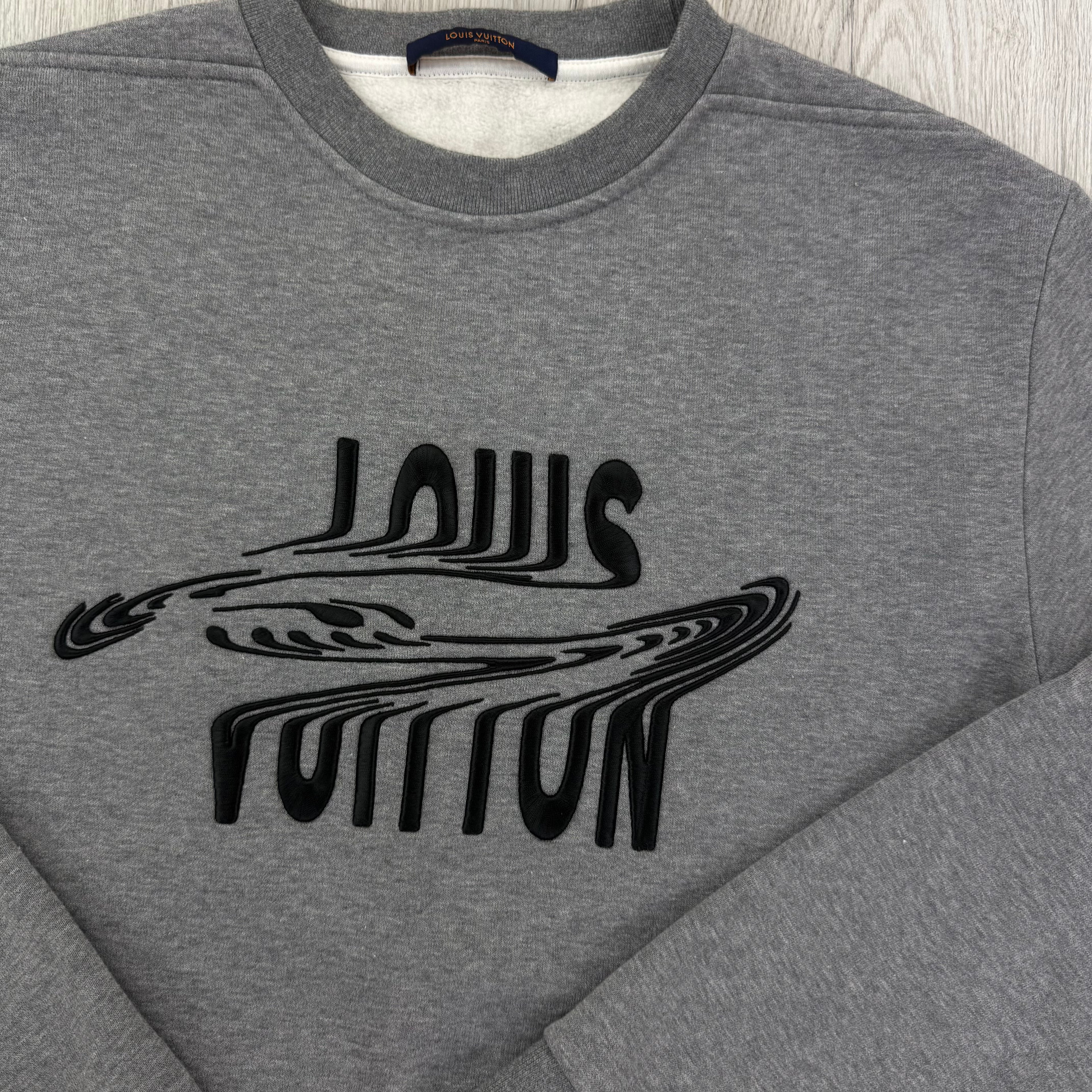 Louis Vuitton Men’s Grey Crewneck Embroidered Jumper -Medium