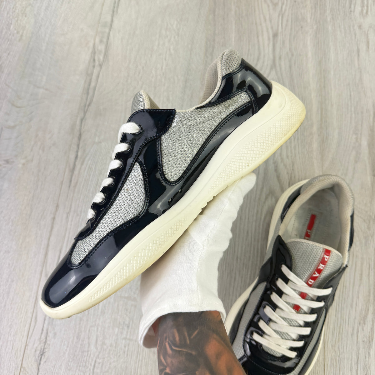 Prada Cups Dark Grey / White Trainers - Uk 11