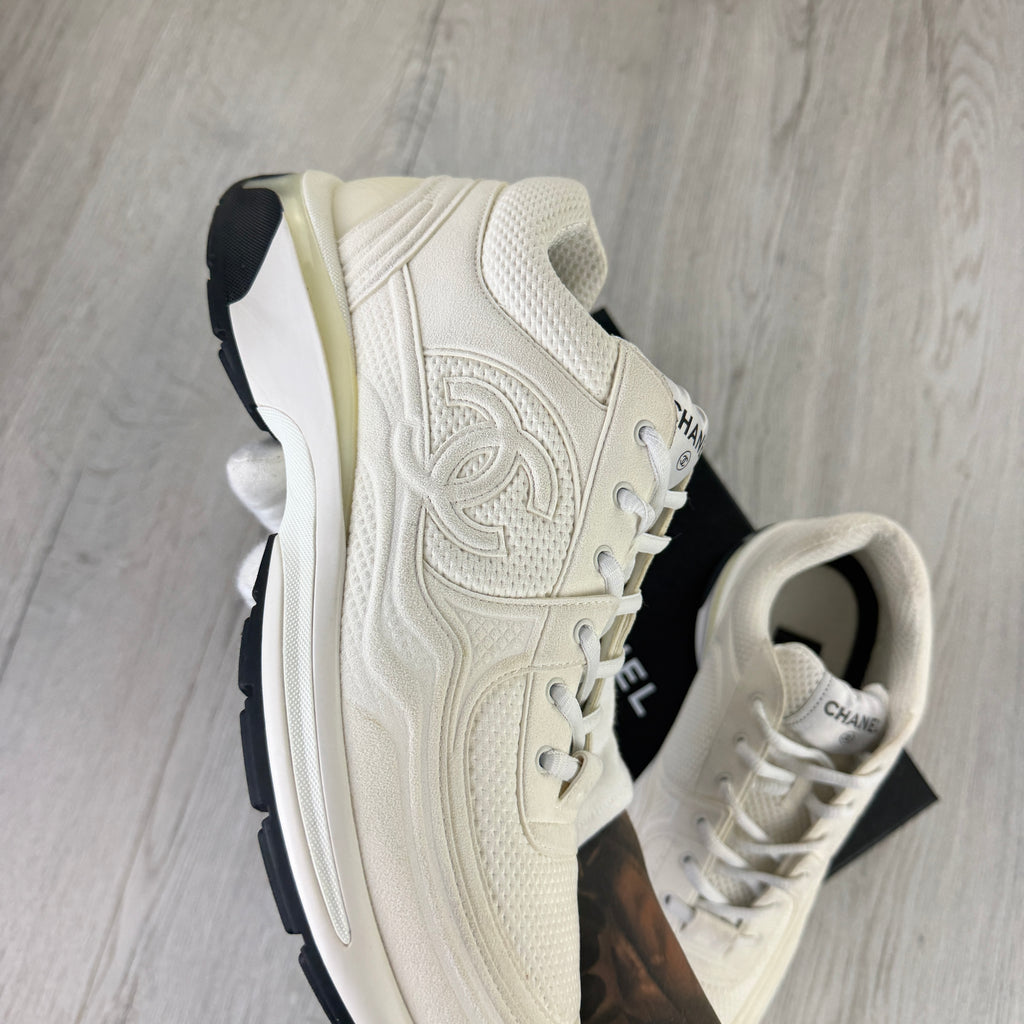 Chanel Men’s White CC Runners - Uk 11