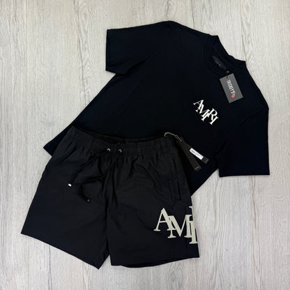 Amiri Men’s White T-shirt & Swim Shorts Set