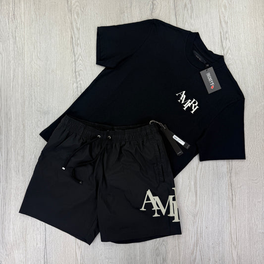 Amiri Men’s White T-shirt & Swim Shorts Set