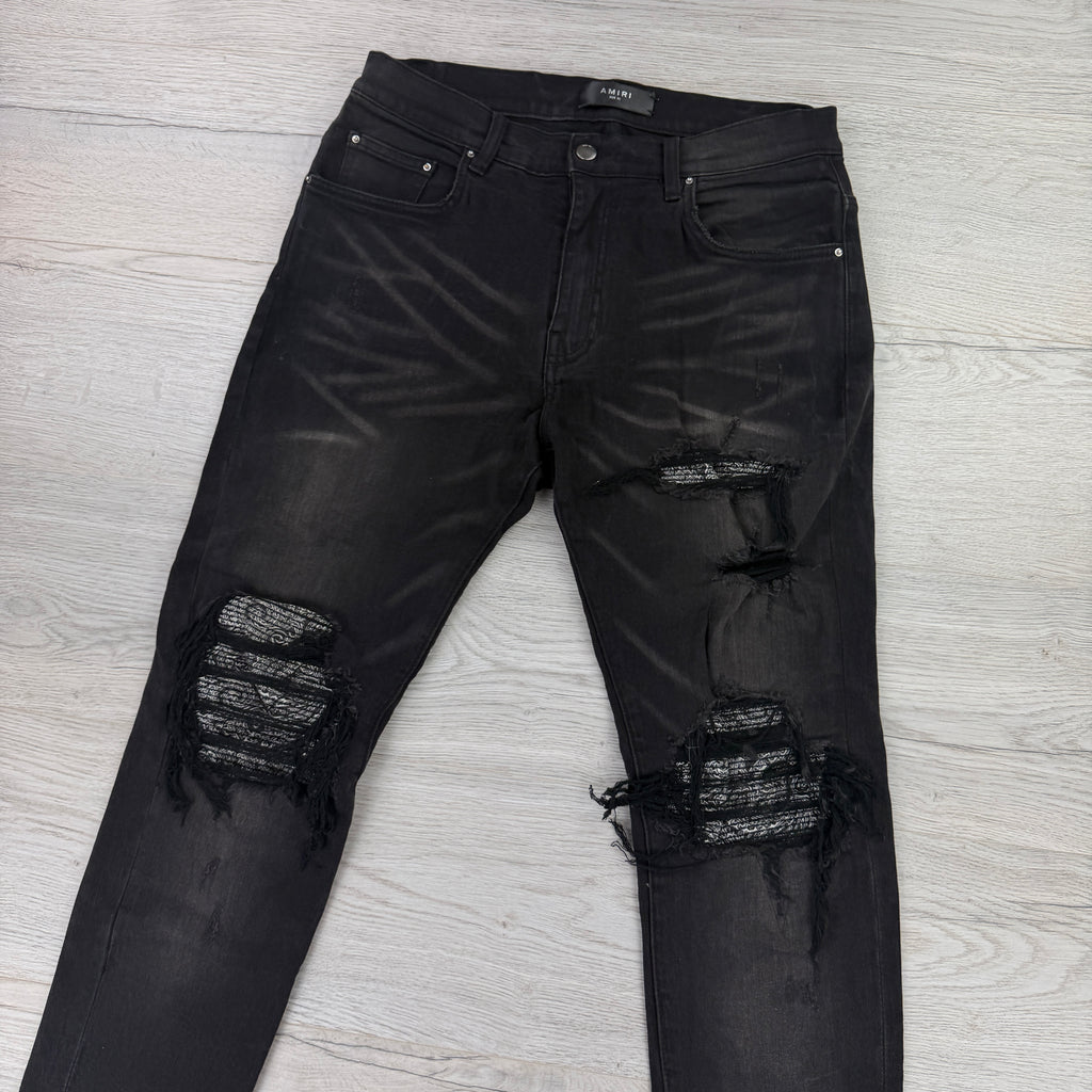 Amiri Men’s Boucle MX1 Aged Black Distressed Jeans - Uk 30/31